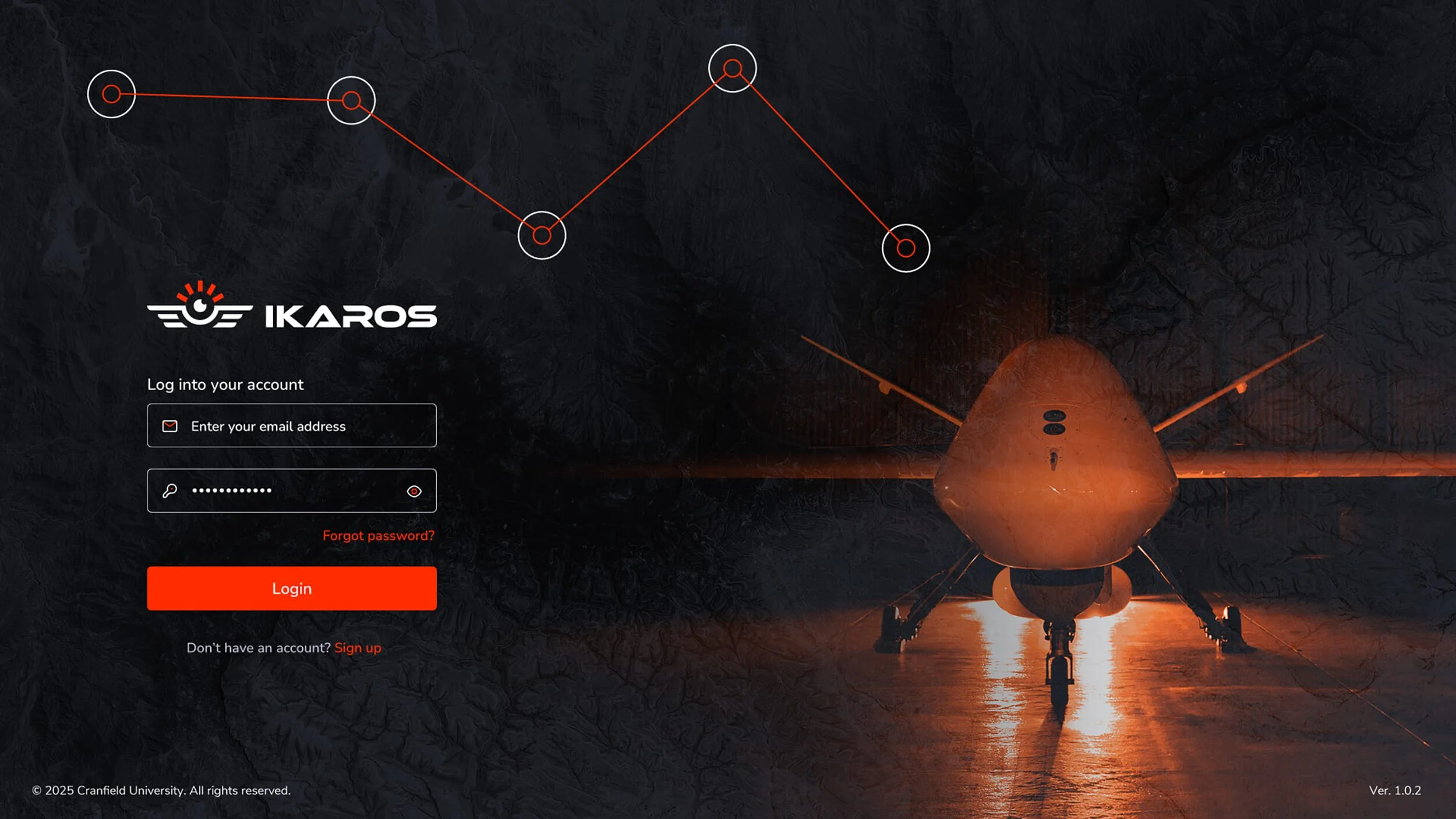  Project IKAROS - User Authentication  
The entry screen establishes secure access to the UAV mission planning activity.