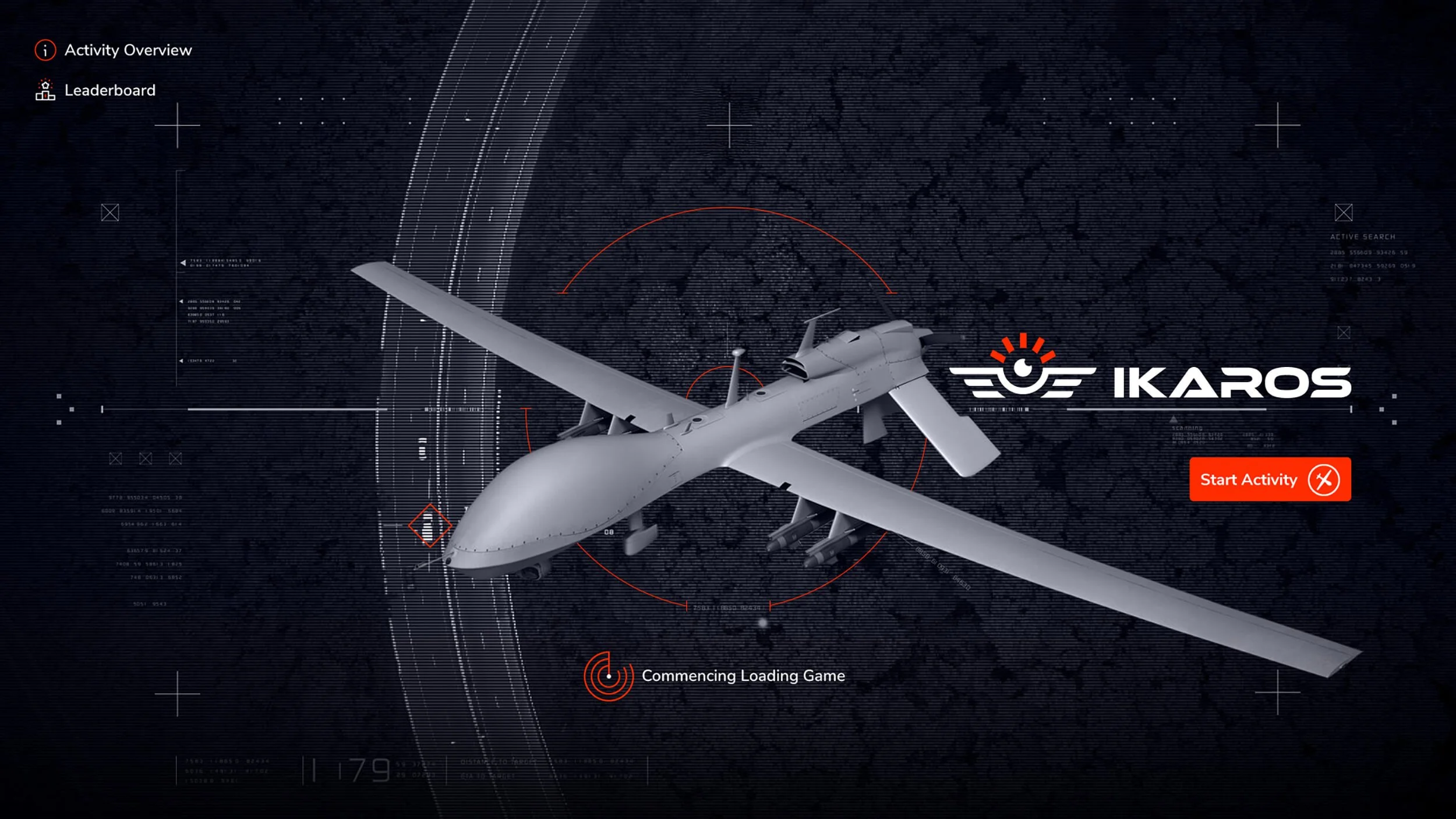  Project IKAROS - Mission Initialisation  
Preloading screen prepares scenario data, constraints, and simulation parameters before mission start.