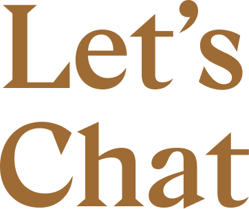 Text that says "Let’s Chat" in brown font on a black background.