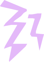 Illustration of three purple lightning bolts with distressed texture