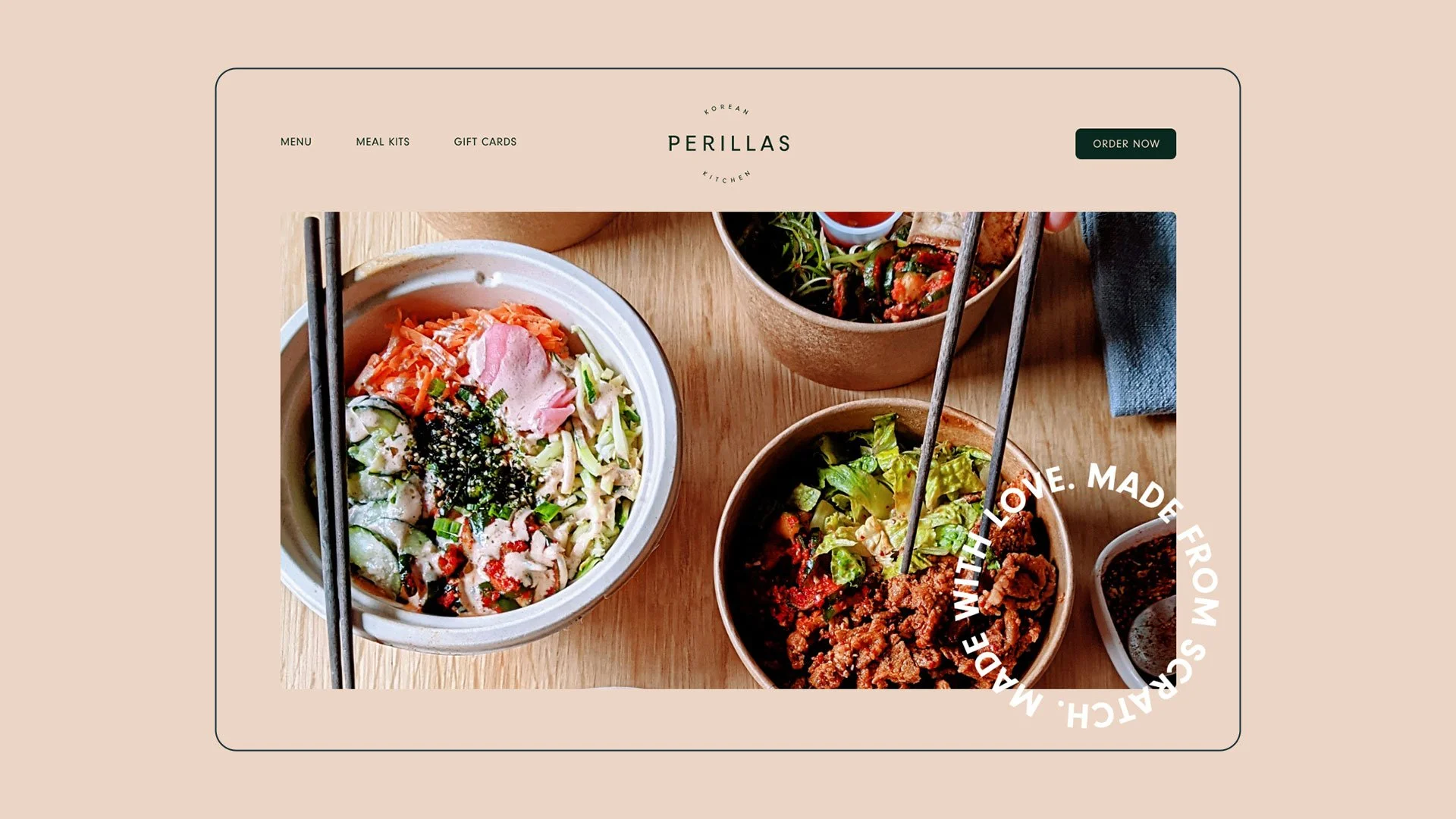 Three bowls of Korean dishes on a wooden table, with chopsticks resting on the bowls. One bowl contains a variety of vegetables and slices of meat, another bowl has seasoned ground meat with lettuce, and the third bowl appears to have a mixed salad. There is also a small container of dipping sauce.