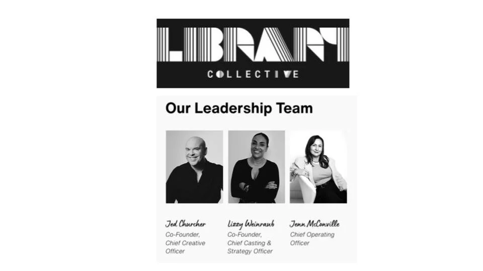 Librart Collective leadership team with names and titles displayed above their photos.