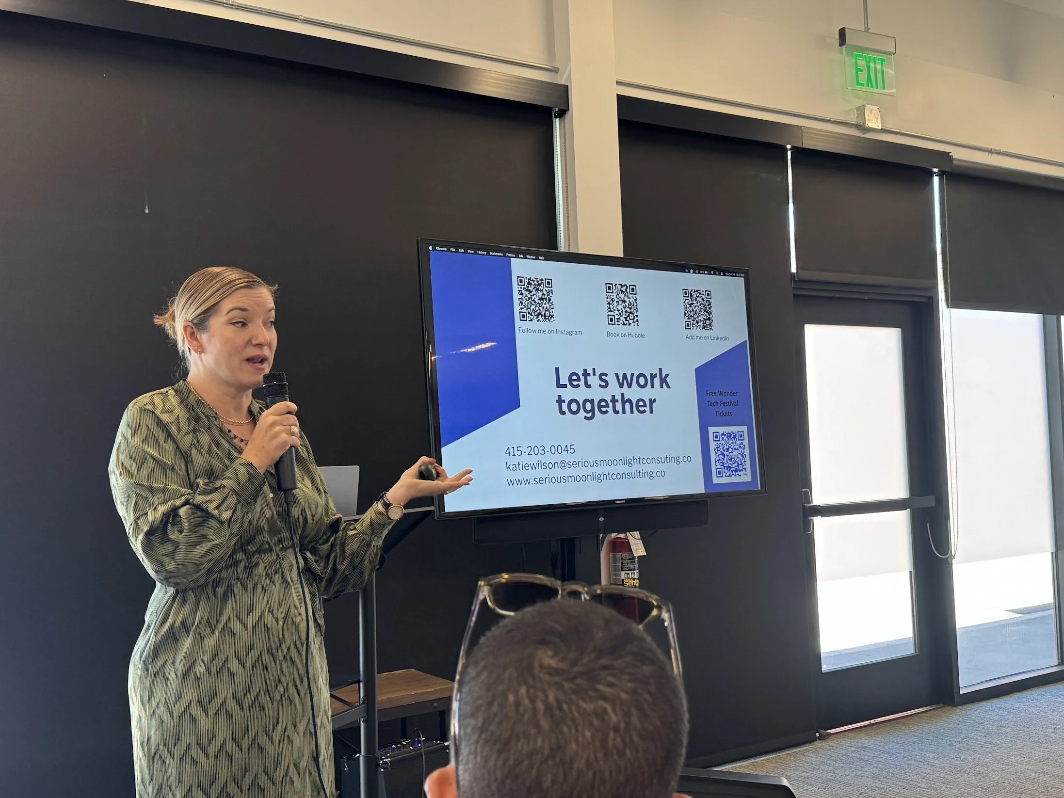 Katie Wilson presenting at LA Tech Week 2026, Founder Led Sales