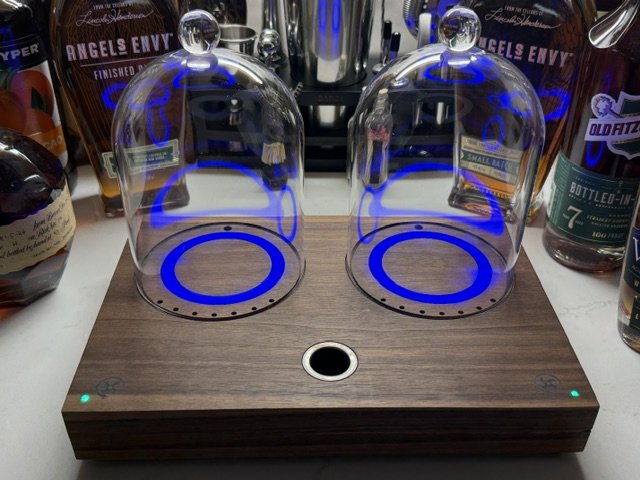 Ember Twin - LED Illuminated Cocktail Smoker. (Dark Walnut Wood)