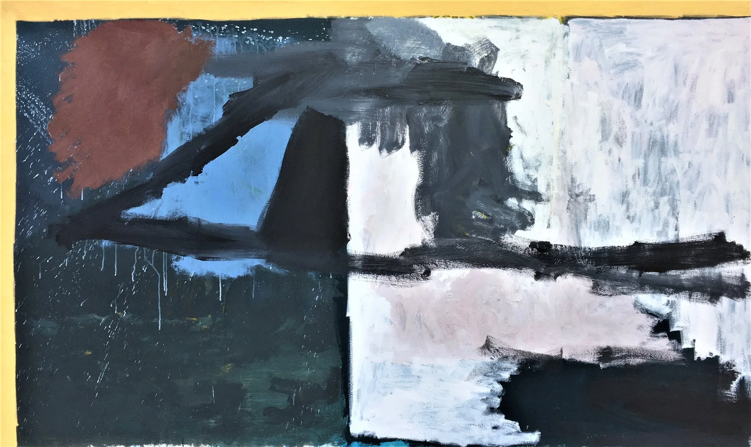 Beach front cave, acrylic on canvas, 96x60 inches, 2020