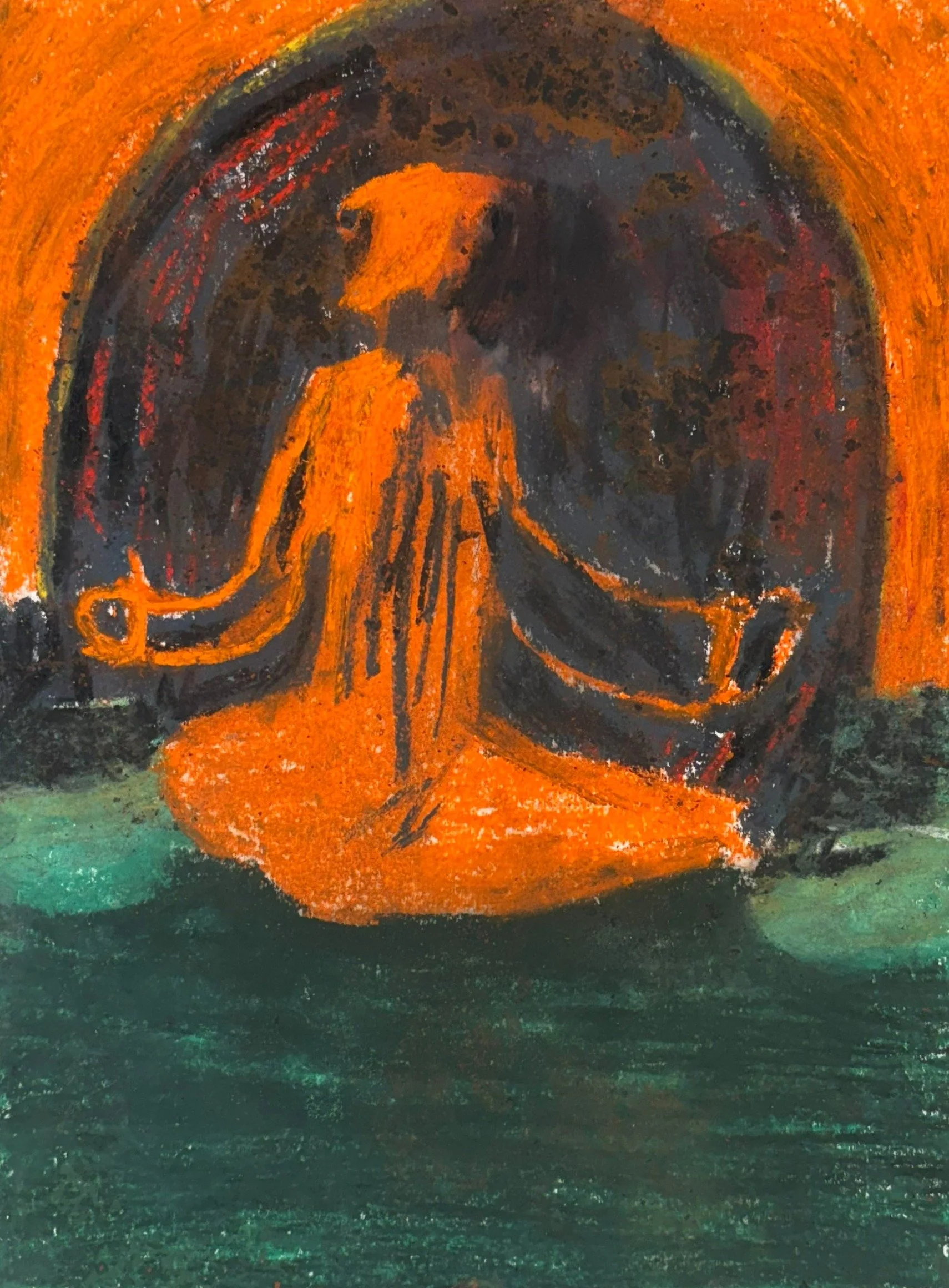 Mystic truths, pastel on paper, 12x9, 2024