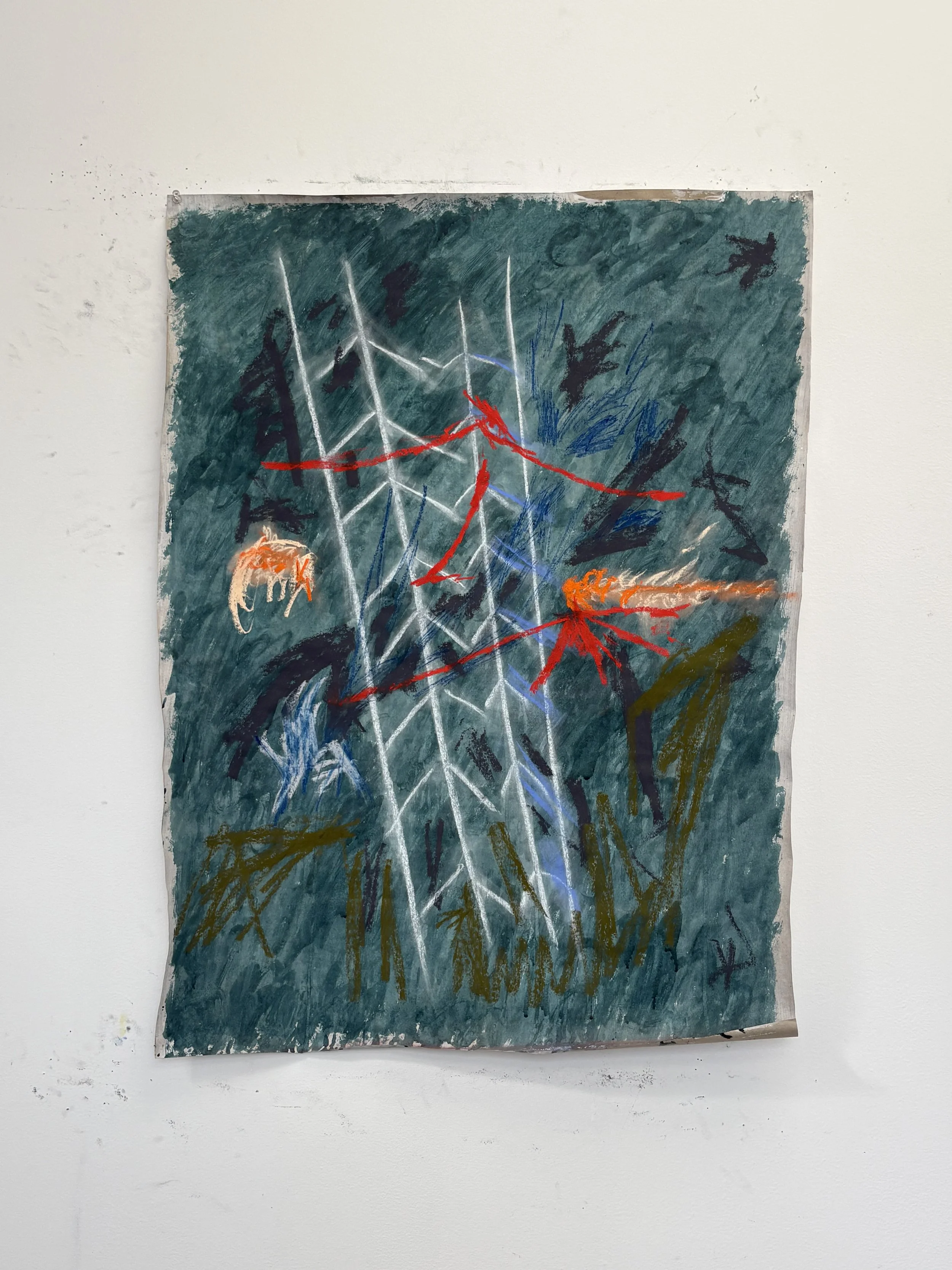 The effects of Nagual and the island of Tonal, pastel on paper, 38x26 inches, 2026