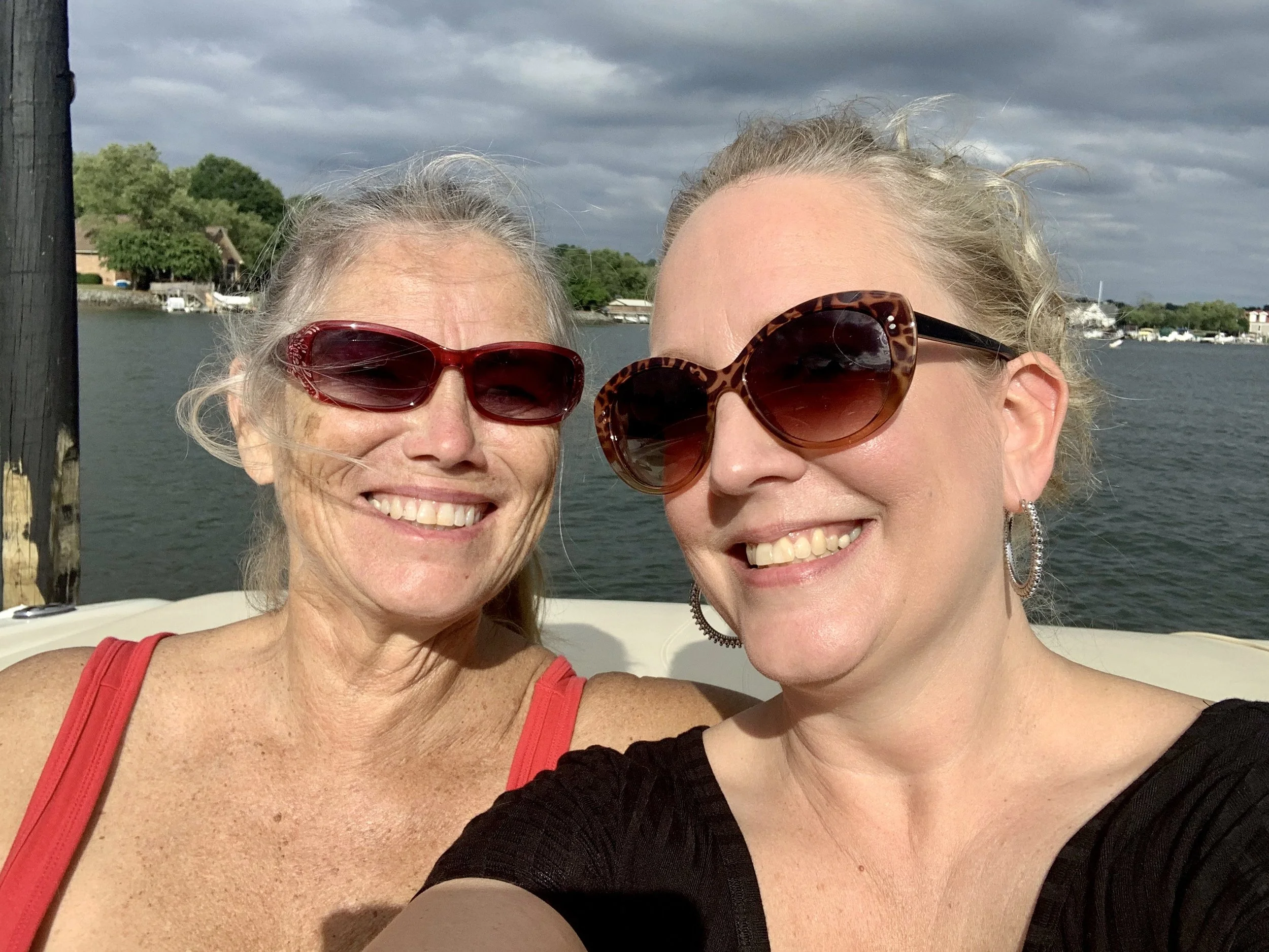 Mistress Marie and Lady Elle on Lake Norman, NC - selfie
