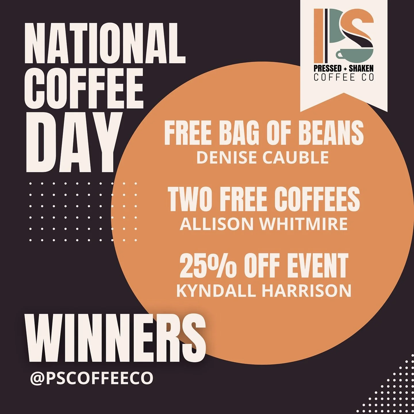 Drum roll&hellip;.. we have our winners!!!!! 🤩
 
Congratulations to all those who won and THANK YOU to those who participated!!! It&rsquo;s so amazing to be doing this coffee journey with you and having you alongside me as I grow this business! 
 
T