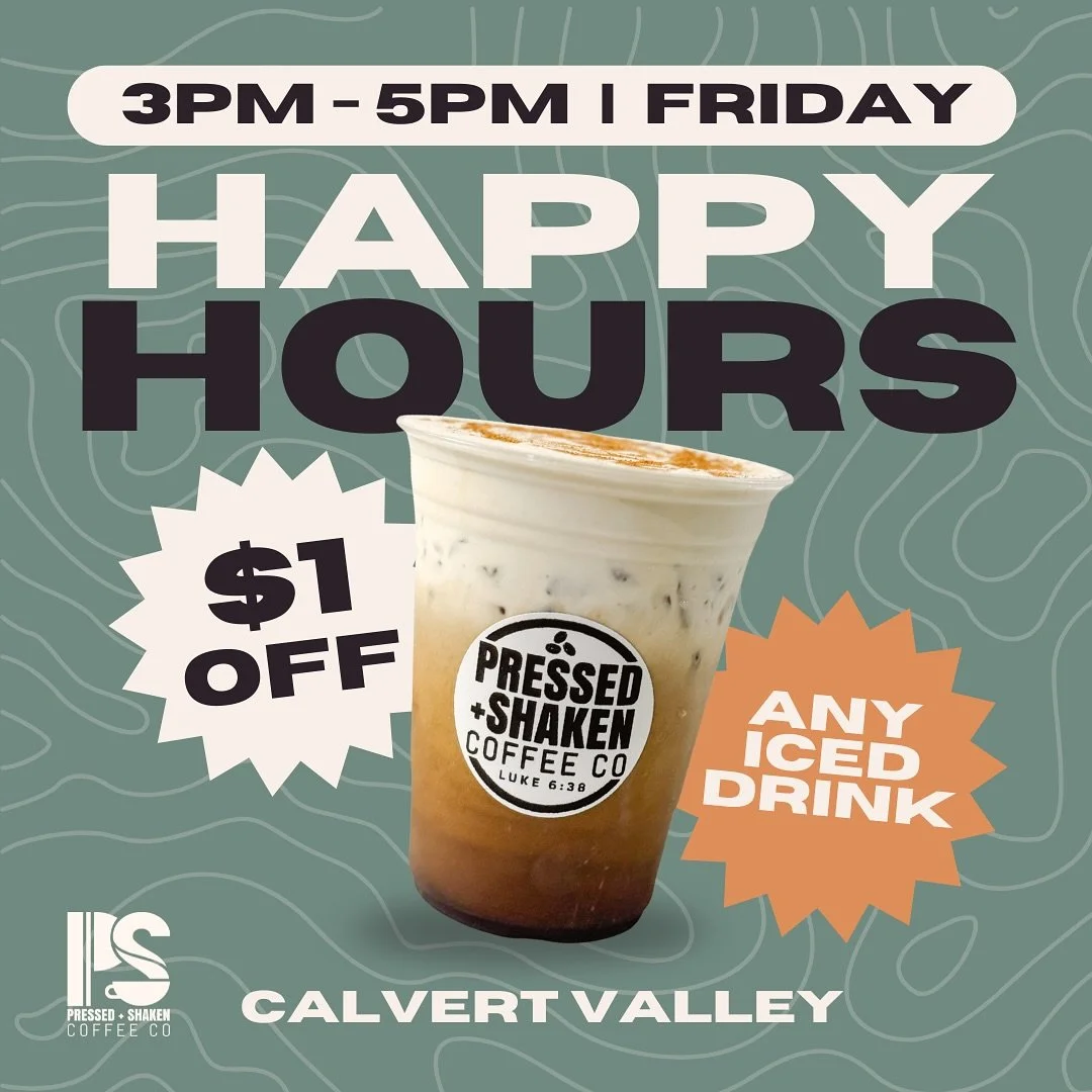 ☕️✨ Sip &amp; Save THIS FRIDAY at @calvert_valley_farms! 🍂
 
Kick off your weekend with a little caffeine and a sweet deal. Enjoy $1 OFF any iced drink this Friday, October 10th from 3&ndash;5PM! 🙌
 
That means iced lattes, cold brew, iced chai, ic