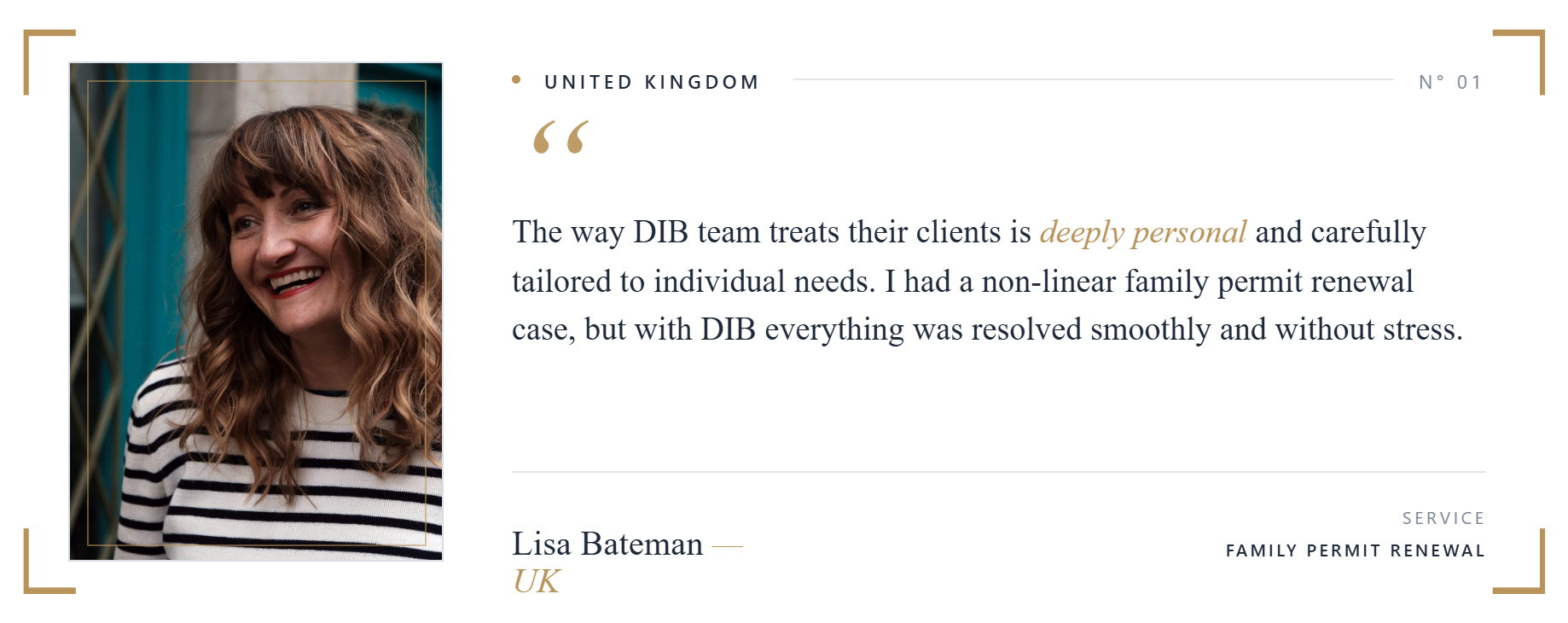 Lisa Bateman, DIB client from the United Kingdom