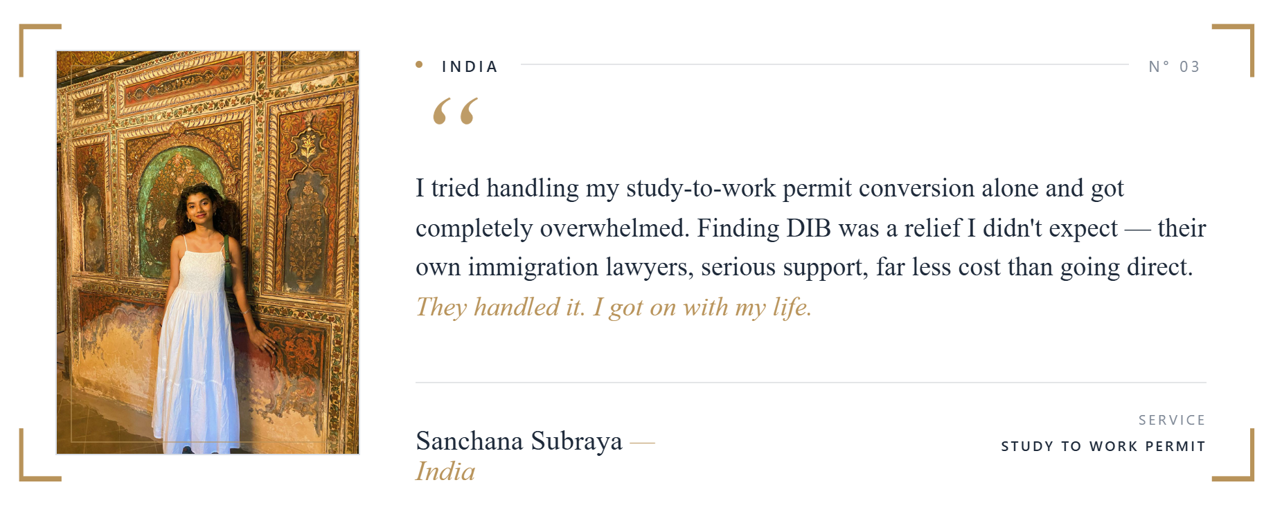 Sanchana Subraya, DIB client from India