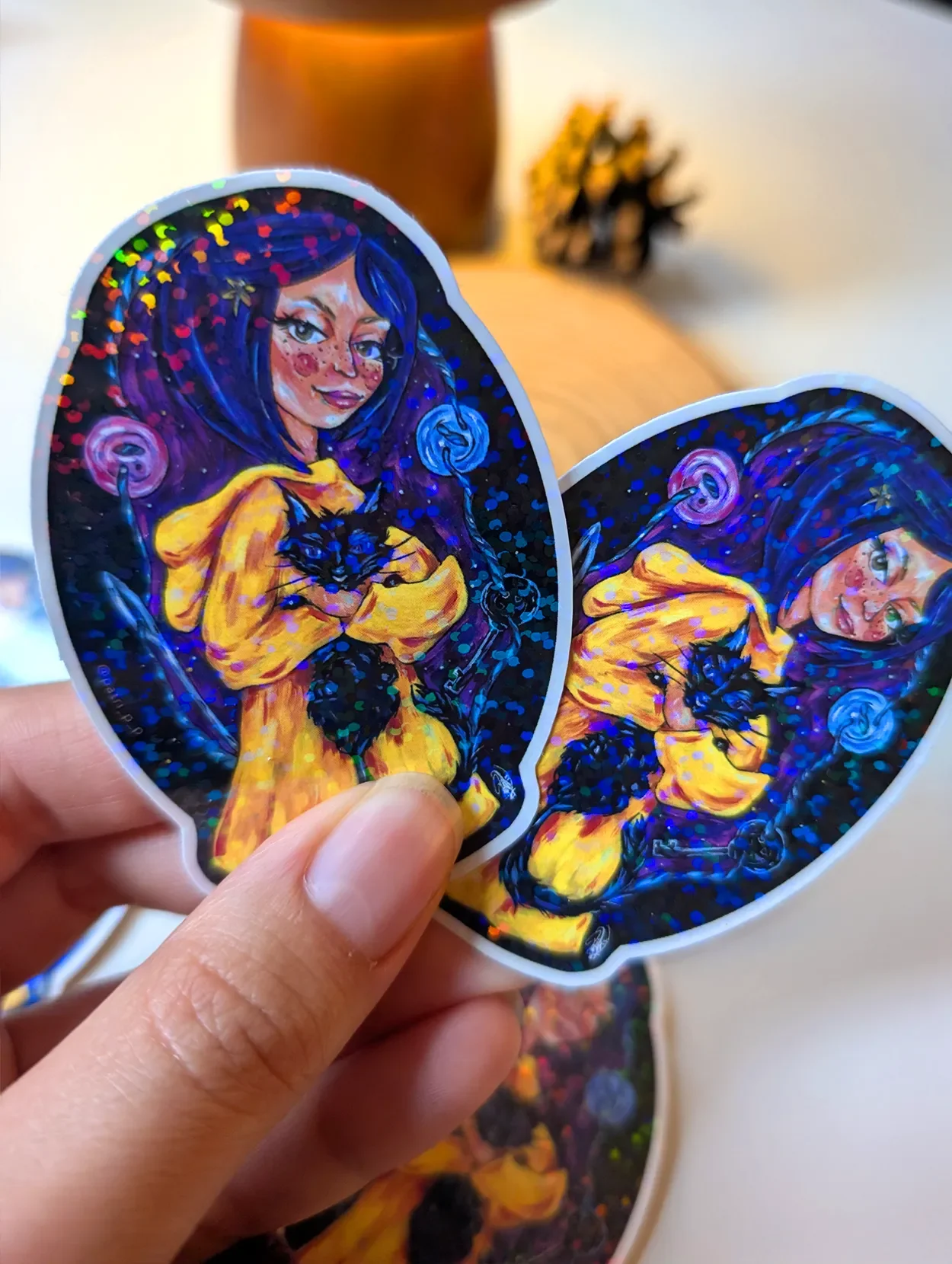 🧵Coraline Sticker | Holographic Dot lamination Vinyl Sticker for Planners, Laptops & More