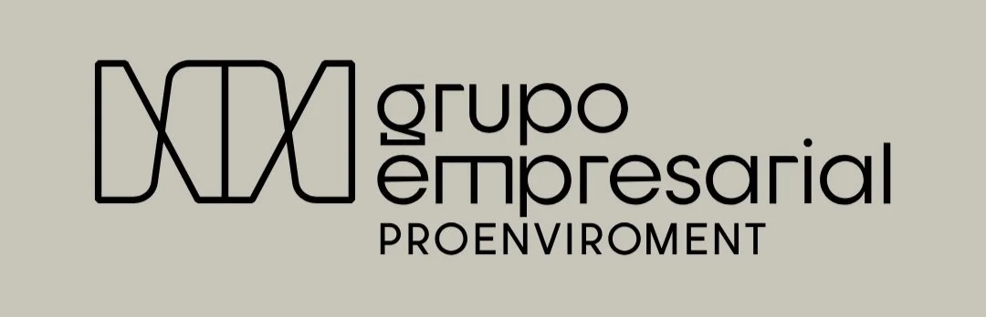 Logotipo que dice 'Grupo Empresarial PROENVIRONMENT' con un diseño gráfico en la esquina superior izquierda.