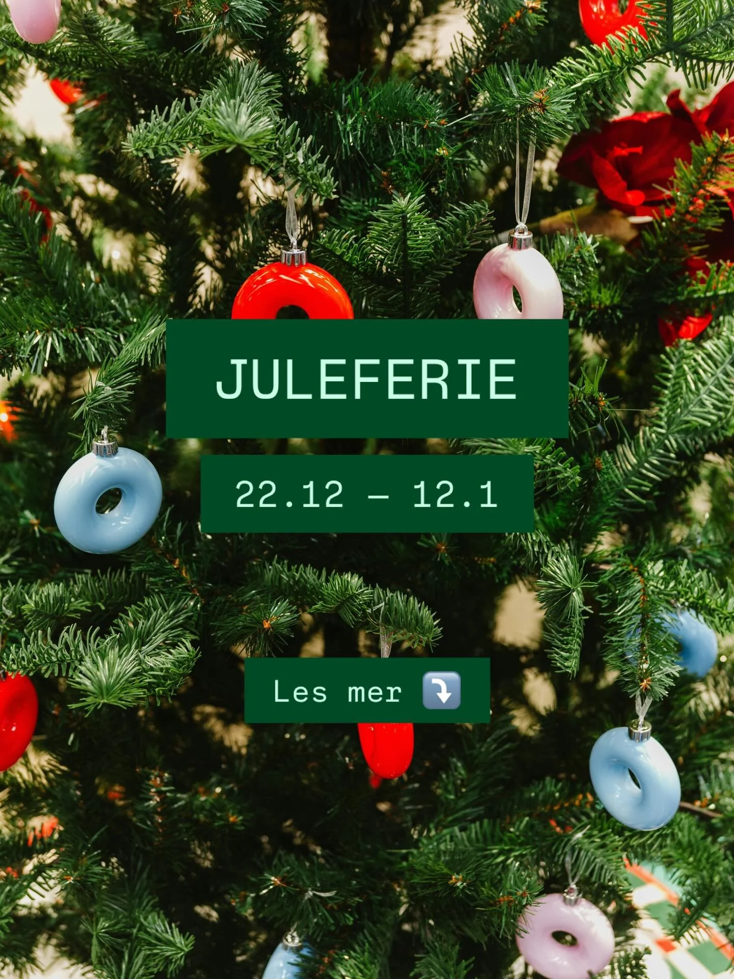 ❄️ VI G&Aring;R P&Aring; JULEFERIE 22.12&mdash;12.1 ❄️

Vi &oslash;nsker alle v&aring;re fantastiske kunder en god jul og et godt nytt &aring;r ✨

V&aring;r f&oslash;rste &aring;pningsdag etter nytt&aring;r er tirsdag 13. januar. 

PS &ndash; I janua
