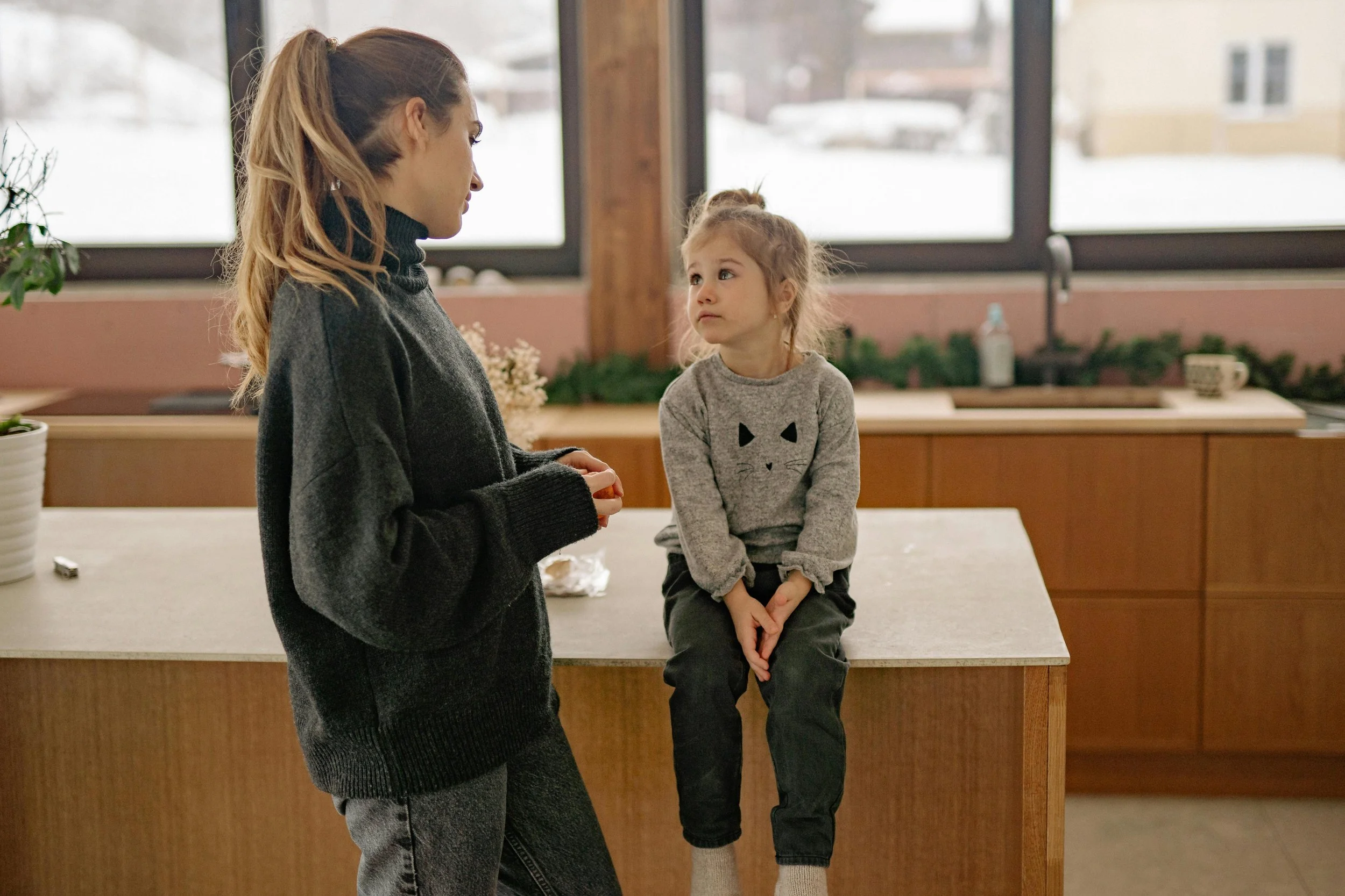 Mom and daughter having discipleship conversation mid-day