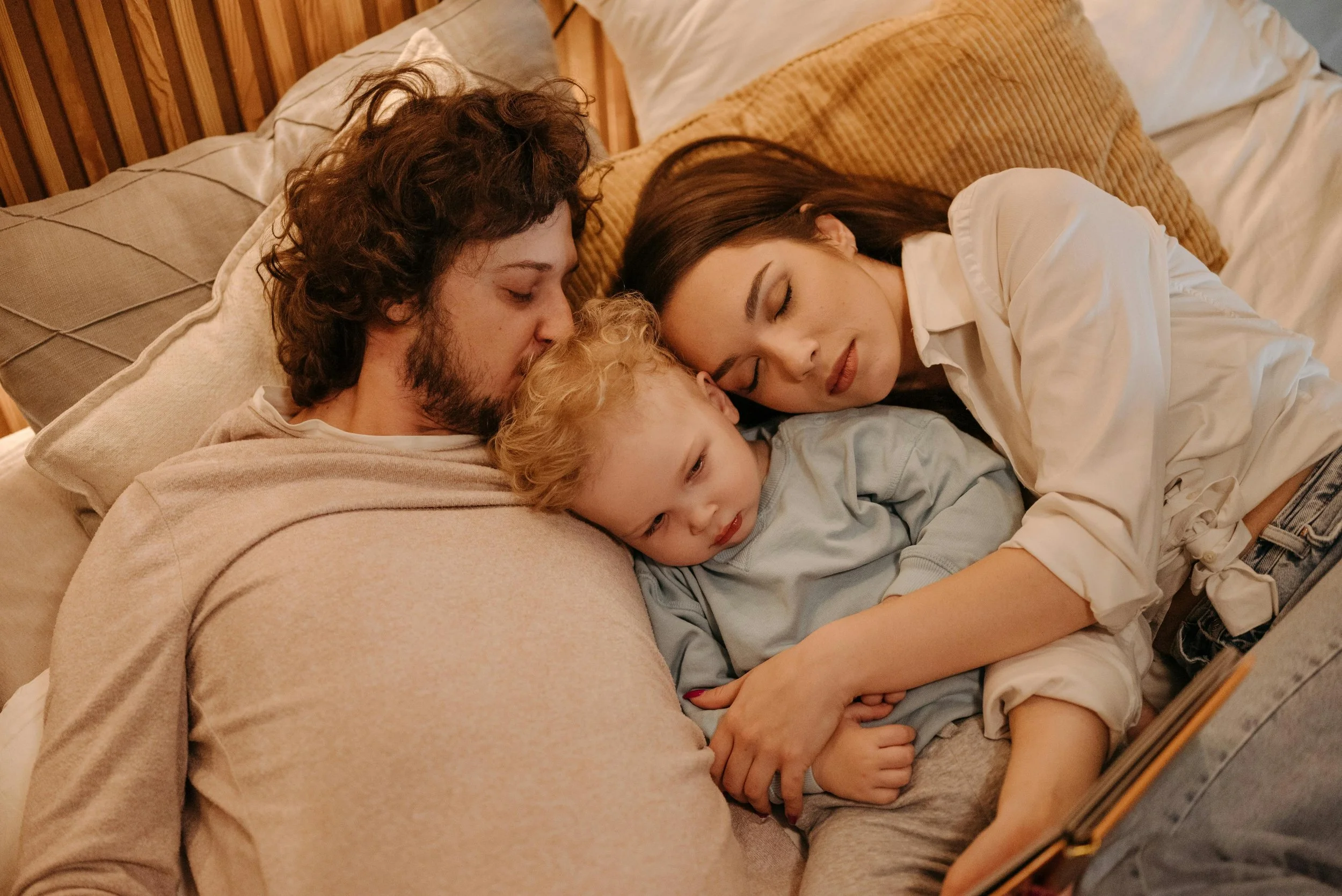 Family praying together for peaceful post-tantrum connection