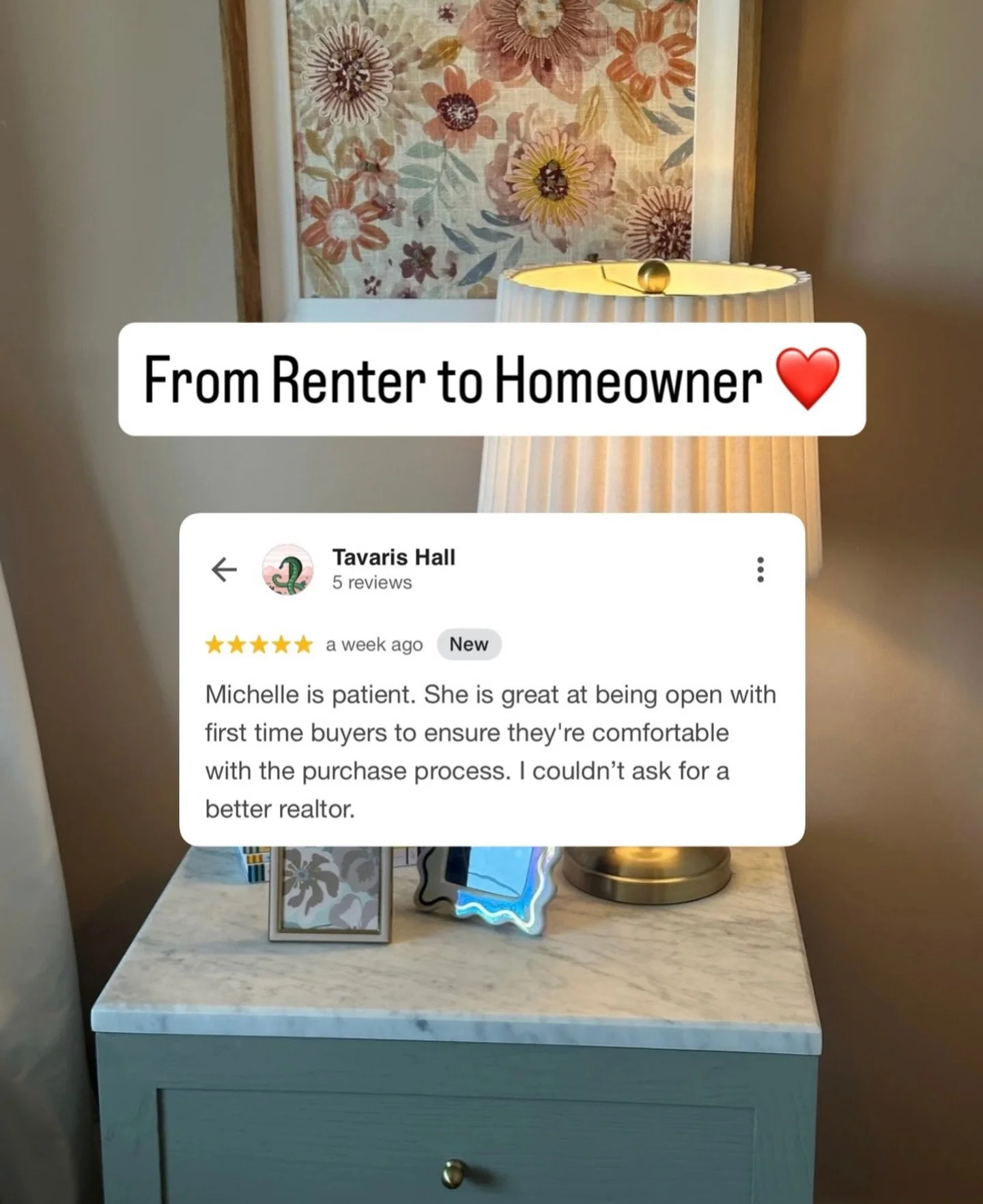 Reading Client reviews like this one always makes my day! ❤️

I love helping my clients buy their dream homes and helping them see what is possible! I have had so many clients come to me as renters, not thinking that buying was an option for them, wh