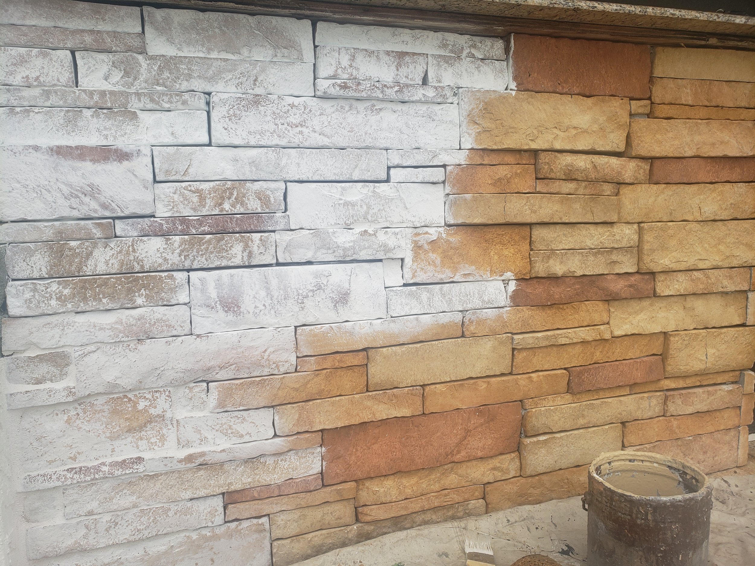 lime wash over cultured stone