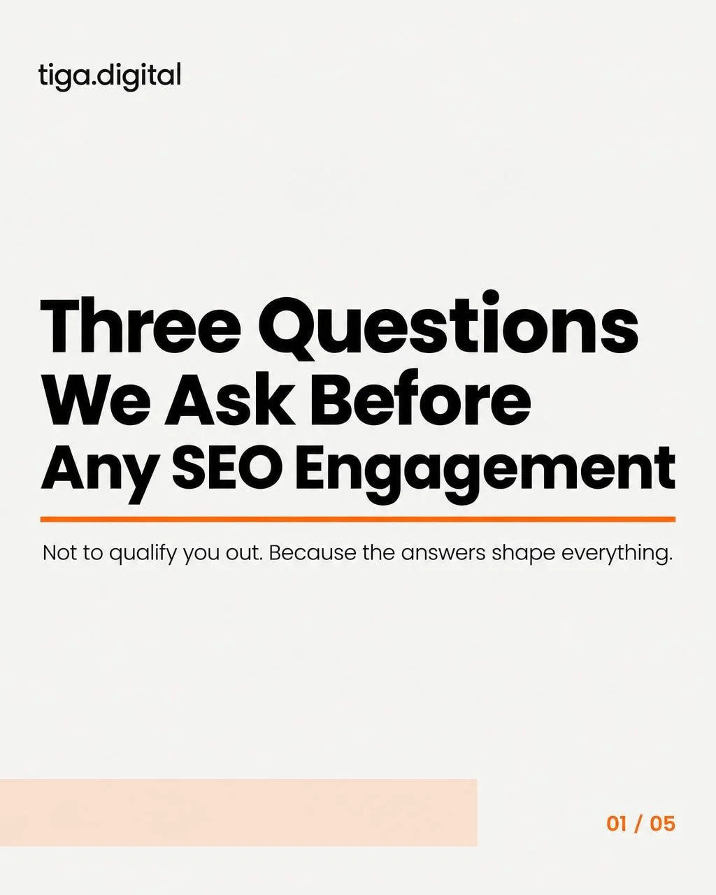 Before we touch a single keyword or audit a single page, we ask three questions. Here is what each answer tells us about where your SEO actually stands. 👇

1️⃣ What does your technical foundation look like today?

Crawlability, speed, indexation err