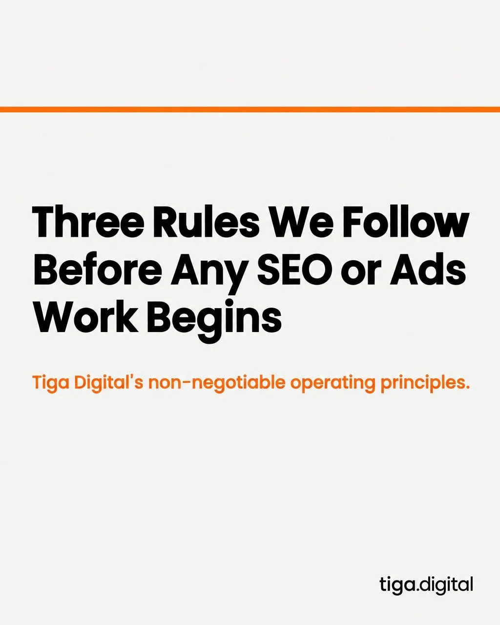 Talent gets you started. A system gets your clients results.

Here are the three rules we never compromise on, no matter the brief, the budget or the urgency. 👇

1. Fix the foundation before anything else.

We never start SEO without first establish