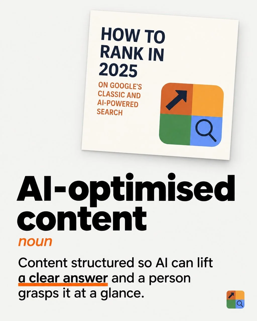 Ranking in AI Overviews takes a different kind of page from the one classic SEO taught most of us to write.

Classic SEO rewarded coverage. Long pages, every subtopic, every related keyword.

That still matters. On its own, it is now only half the te