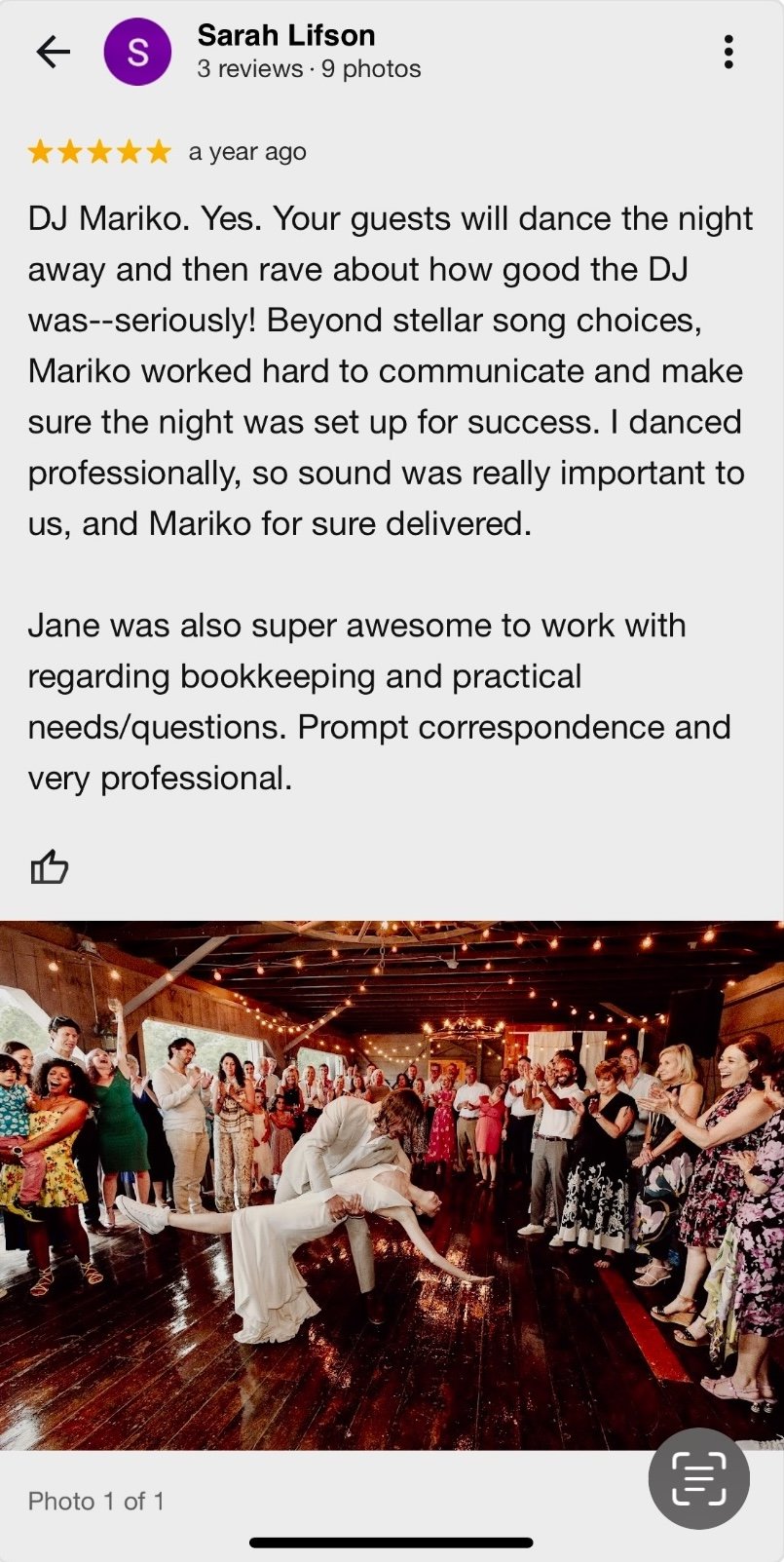 Guests dancing at a wedding reception DJ'd by DJ Mariko in New York City