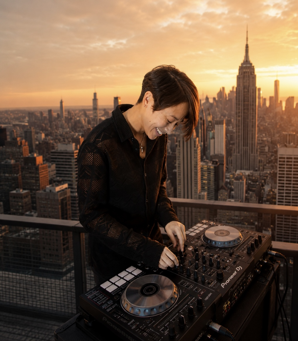 DJ Mariko performing at a queer wedding celebration in New York City