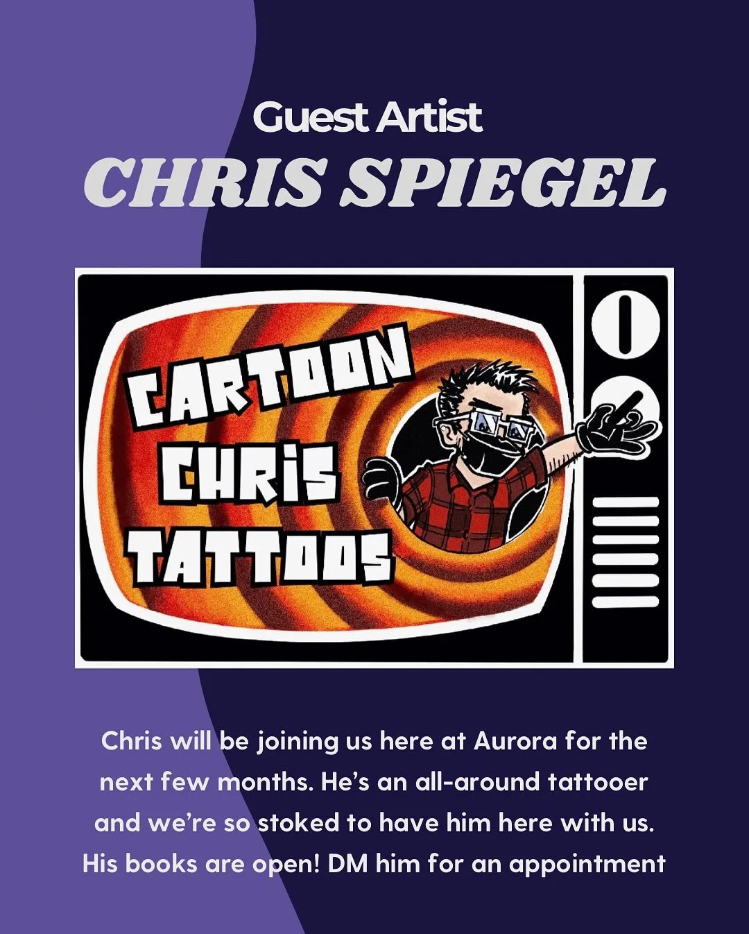 We&rsquo;re so stoked to host @cartoonchristattoos for a few months! He&rsquo;s an all-around tattooer, a great dude, and he&rsquo;s got openings. DM him for an appointment, and swipe ➡️ for some examples of his work
