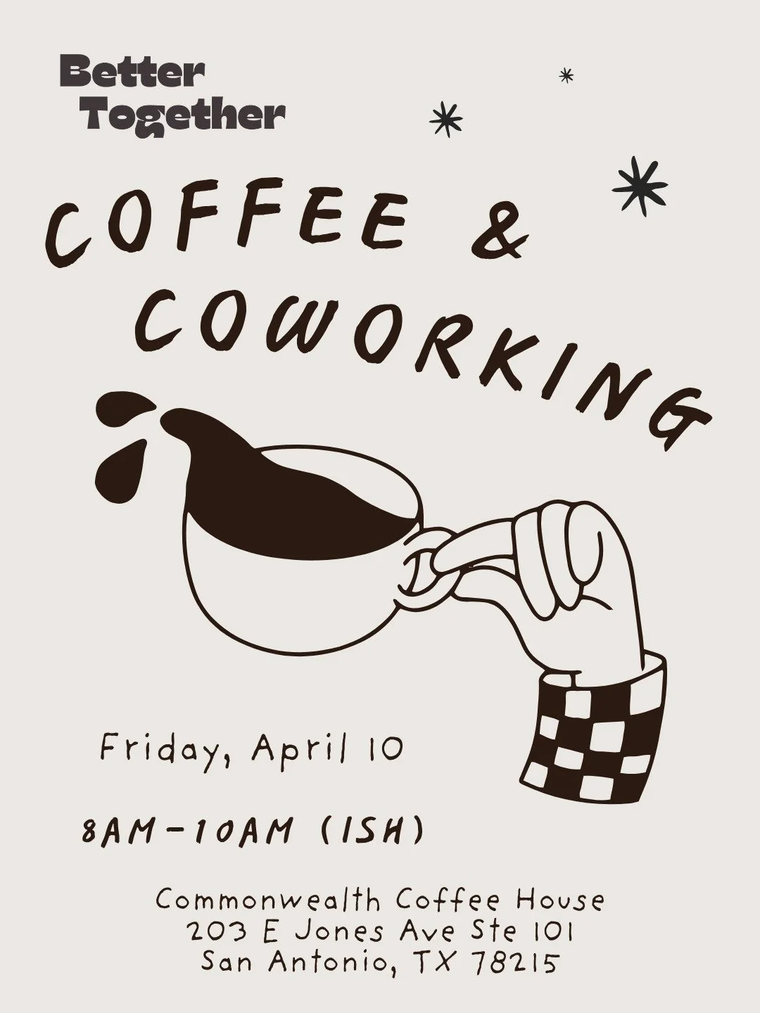 Coming up soon - Coffee &amp; Co-working!
2 things we love <3 Spend a morning brainstorming with like-minded professionals or dedicating some time to catching up on work you've been meaning to do. We find good company and a cup of joe helps either