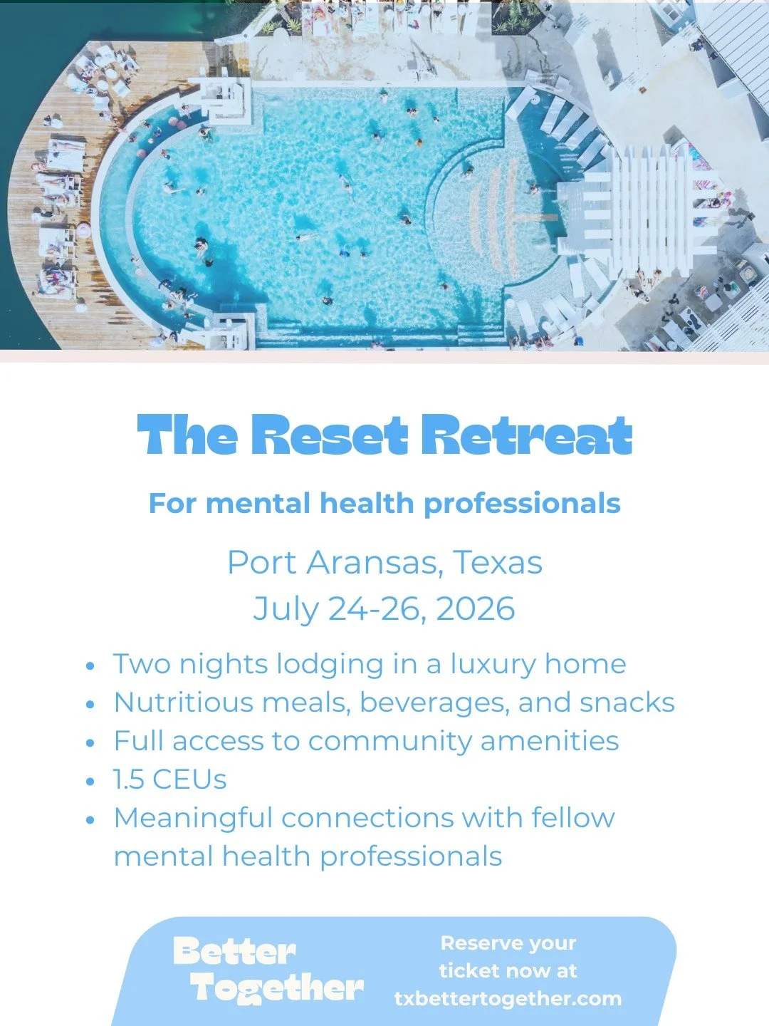 Here's what's included in your ticket to The Reset Retreat! 

Everyone deserves a BREAK, y'all - we work HARD 😅! Let this be your self-care this summer. We have some awesome sponsors who are helping to make the retreat extra special! #grateful 

DM 