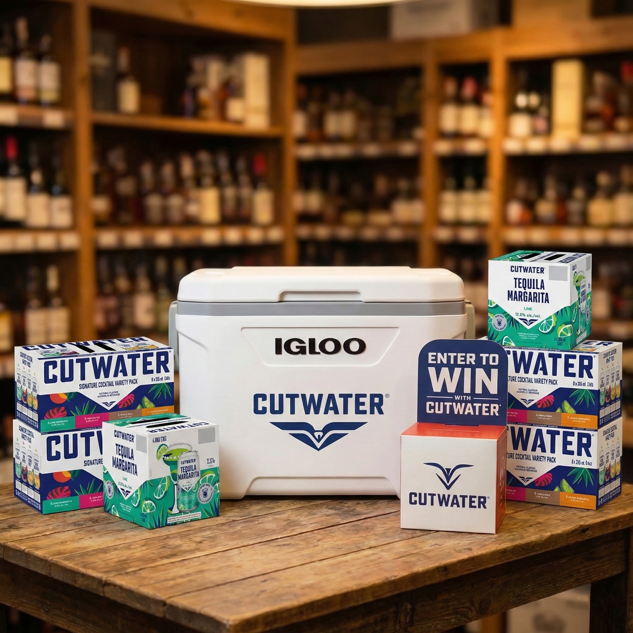 Free Igloo cooler giveaway from Cutwater Spirits, at Liquor For Less stores