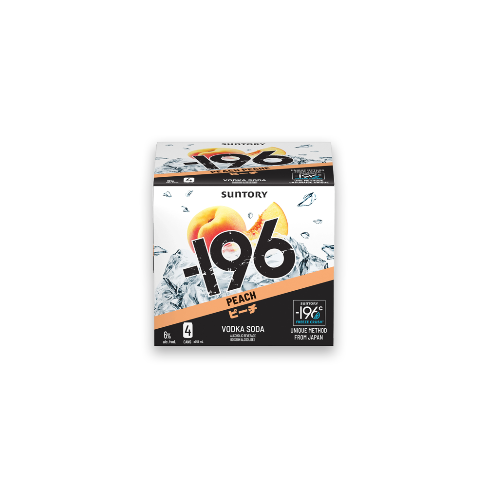 SUNTORY -196 PEACH VODKA SODA 4 CANS