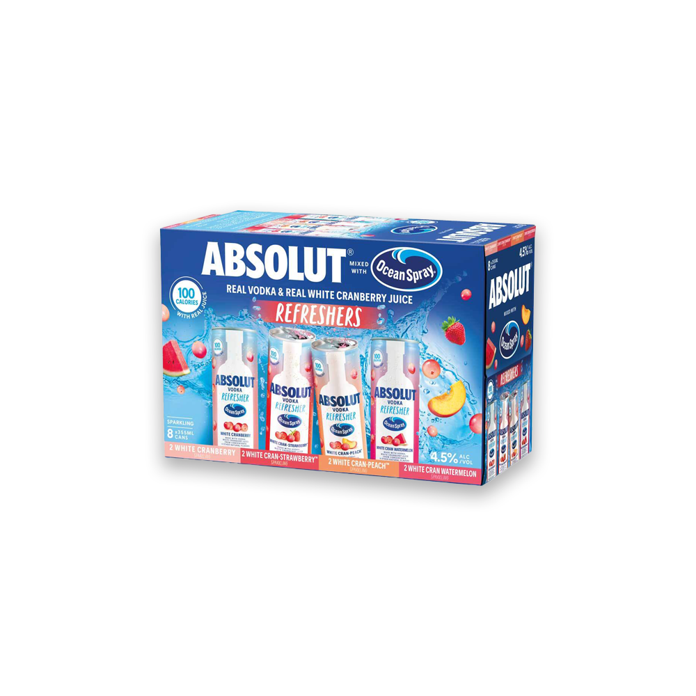 ABSOLUT OCEAN SPRAY CRANBERRY REFRESHERS 8 CANS