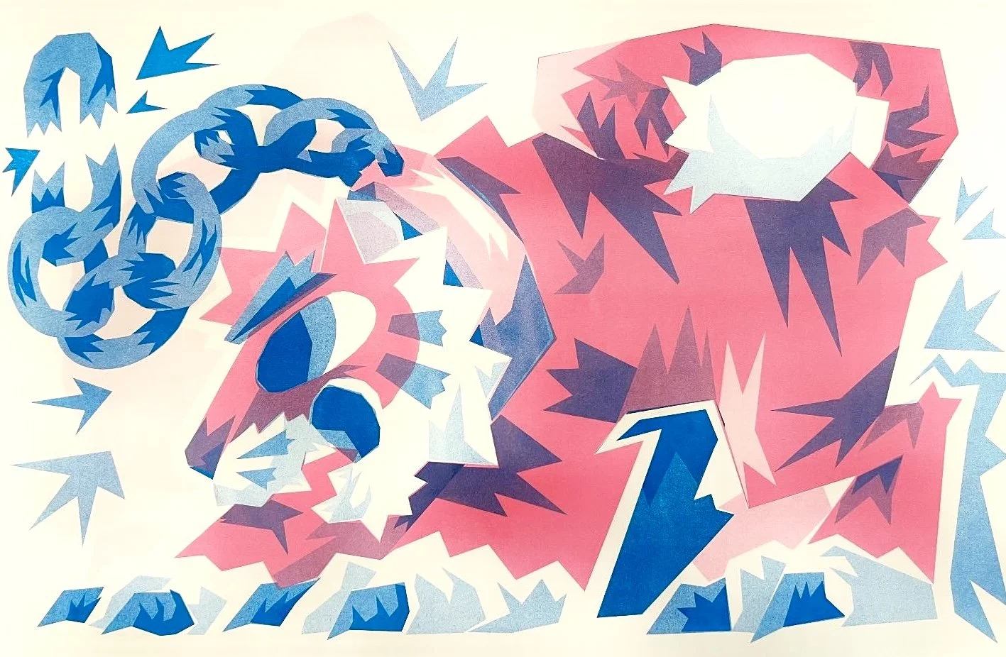 Tiger Chained, risograph print, 2025