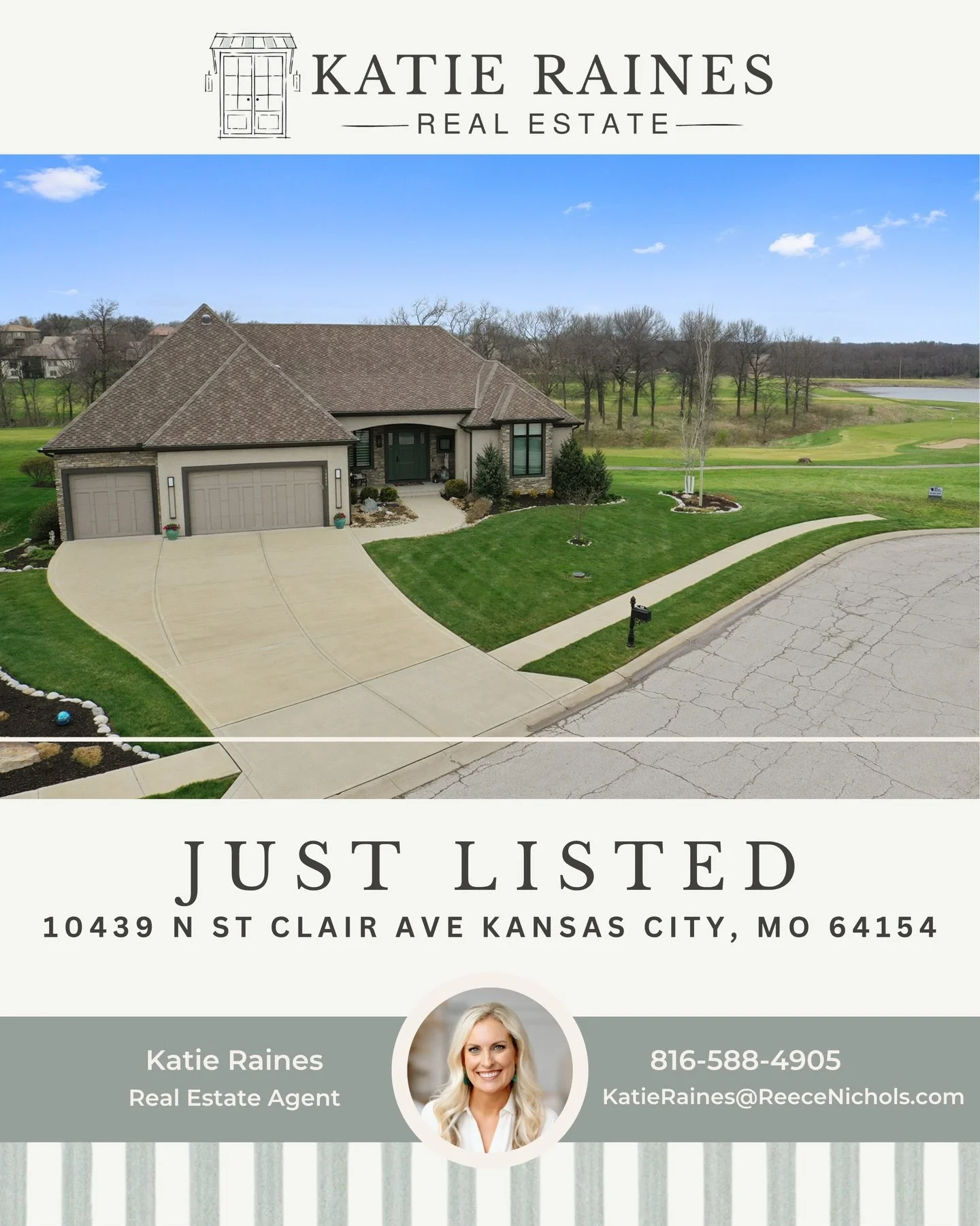 Introducing 10439 N St Clair Ave KCMO 64154 🏡
4 bed | 3.5 bath | 4849 sqft | 12th hole ⛳️ 

Custom-built by Homes by Chris in Tiffany Greens, this one-of-a-kind Haventon floorplan is packed with high-end upgrades and thoughtful details throughout. F