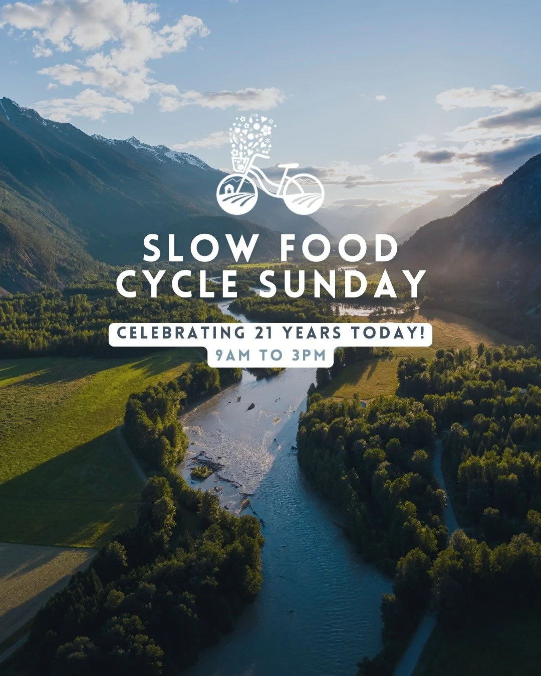A 21-Year Pemberton Tradition 🌾🚲

Slow Food Cycle Sunday was founded in 2005 and started by Anna Helmer and Lisa Richardson, two Pemberton residents concerned that irreplaceable farmland is under constant development pressures. The bike ride is a w