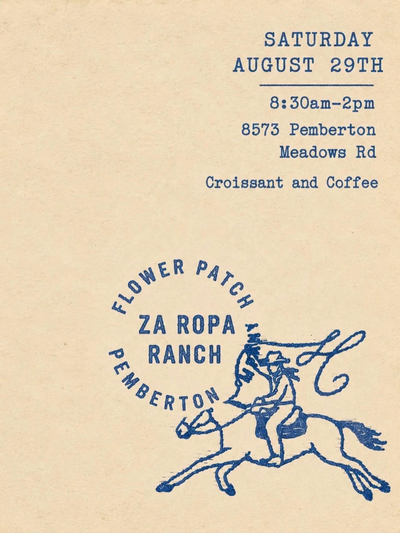 A whimsical Saturday in the Meadows: Join @zaroparanch tomorrow at their farm for a day of flowers, croissants, coffee and horse cart rides.

@zaroparanch Flower Pick Pop-Up
&bull; @flowerrancher Flower Patch picking
&bull; Croissants from @blackbird