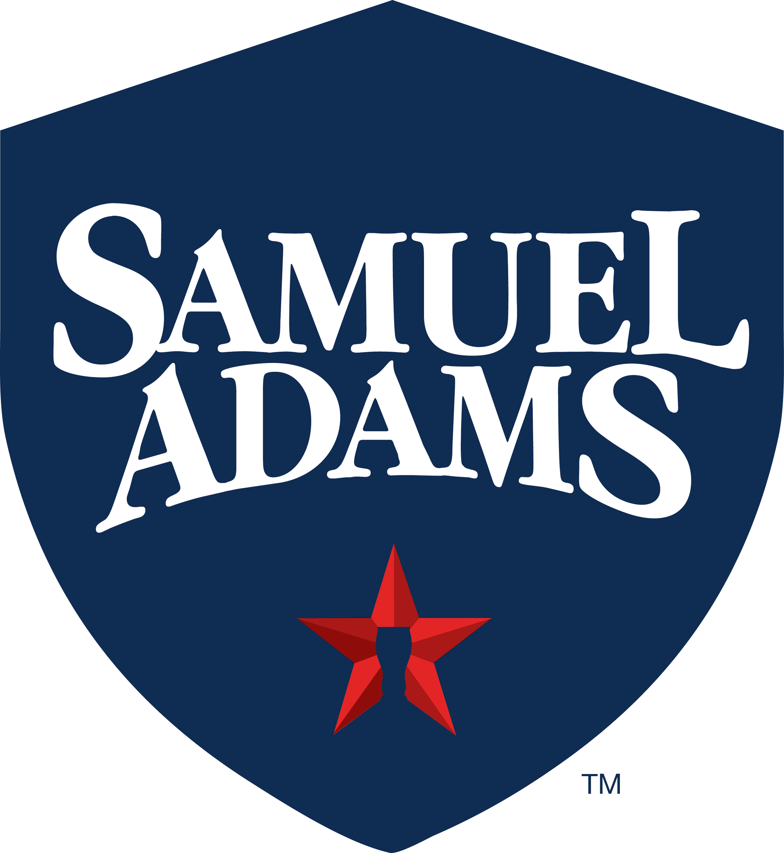 Sam Houston State University logo with a navy blue shield, white text, and a red star at the bottom
