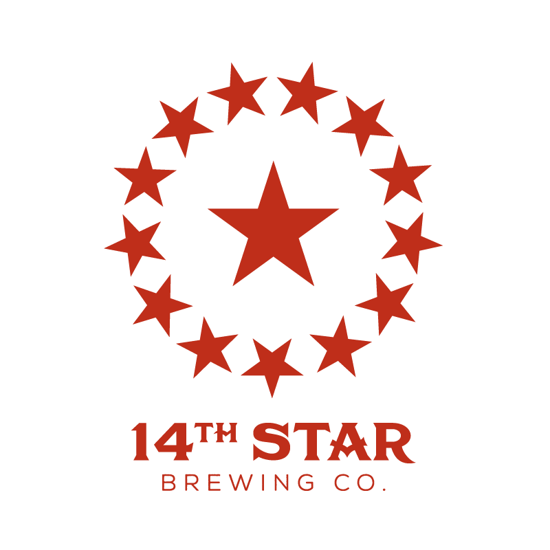 Logo of 14th Star Brewing Co., featuring a large star surrounded by 14 smaller stars, with the text '14th Star Brewing Co.'