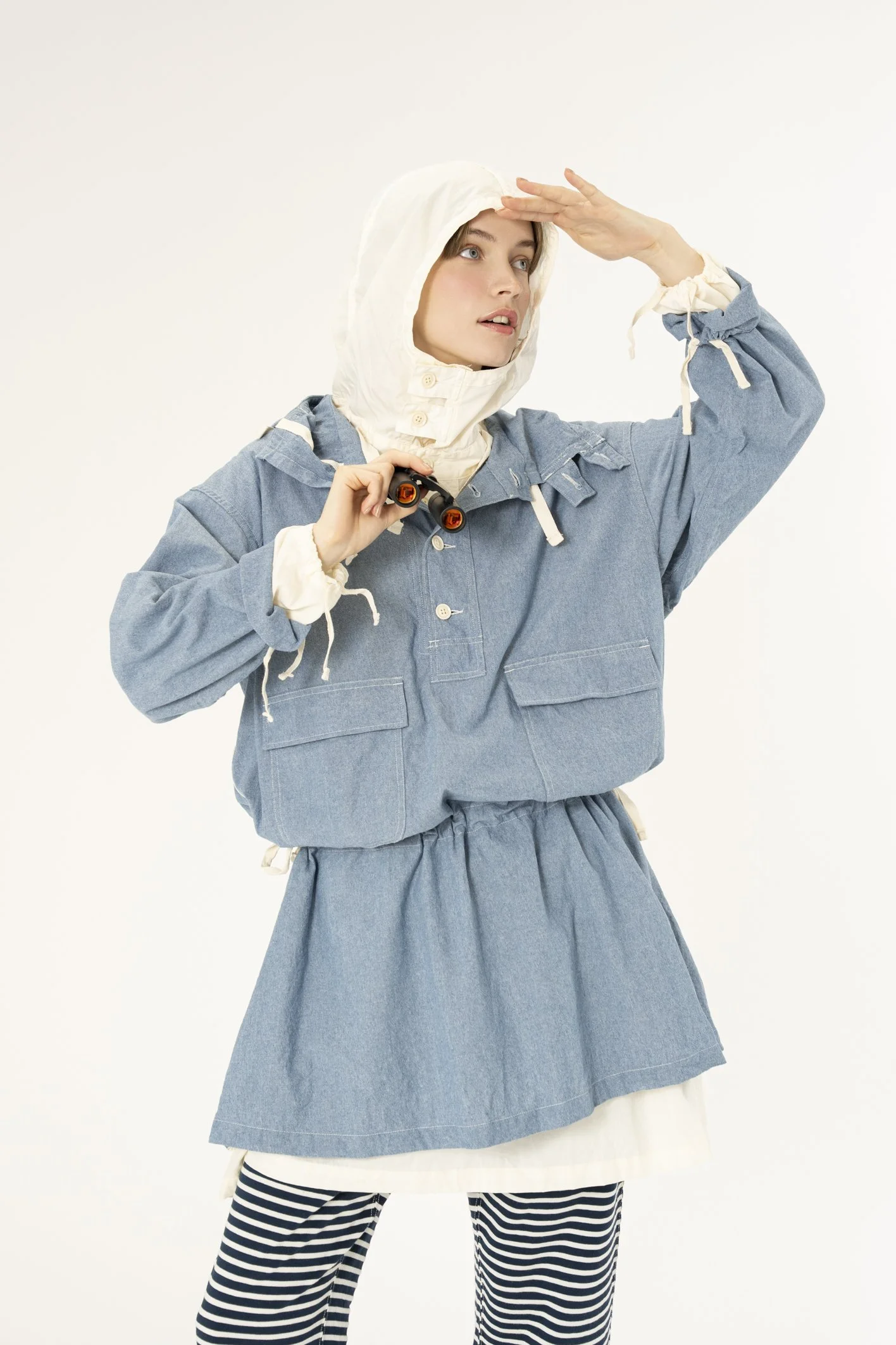  Binocular Dress  Lt. Blue 4.5oz Cotton Chambray  Binocular Dress  Ivory 50's Broadcloth