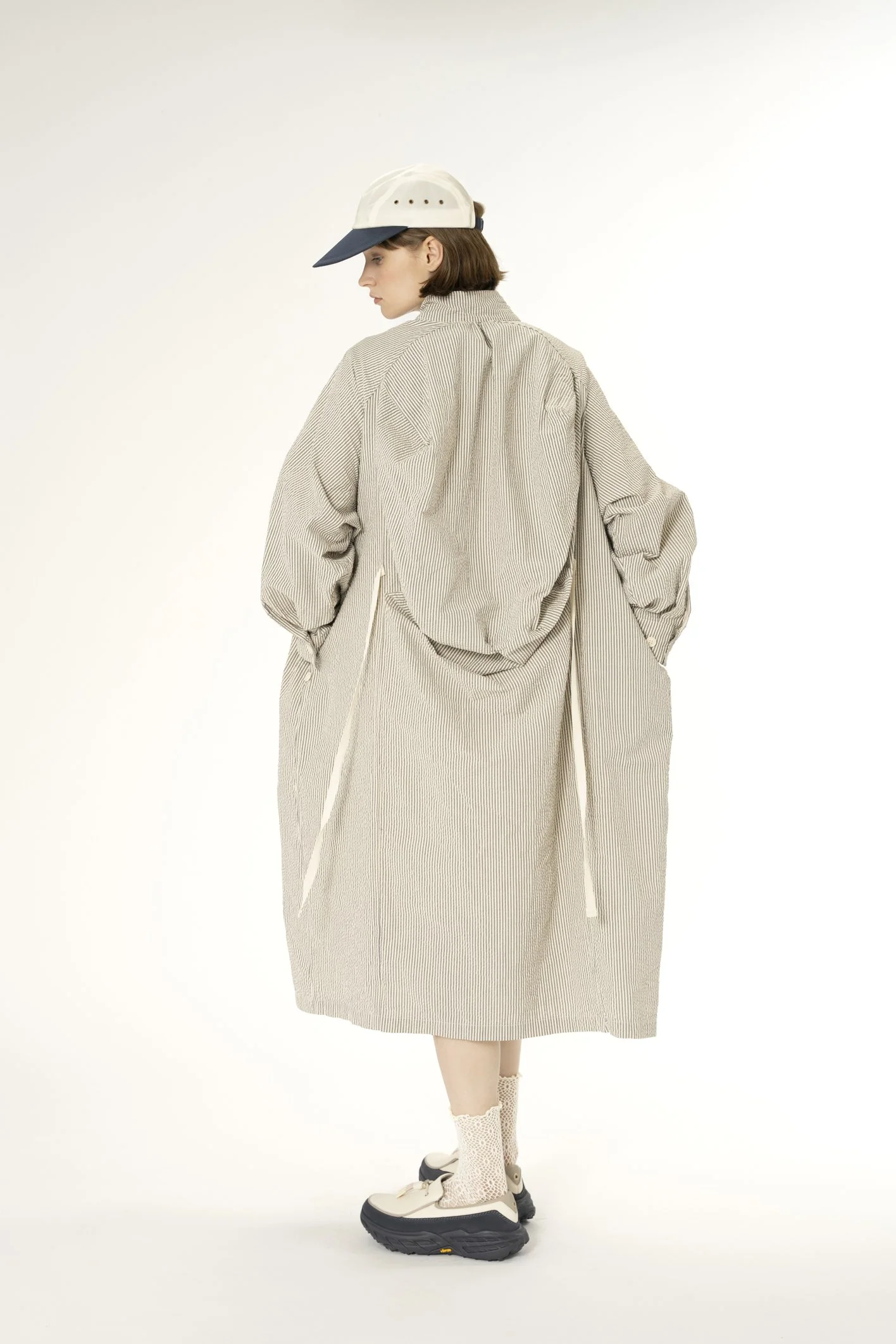  Runaway Dress  Navy Natural Cotton Seersucker