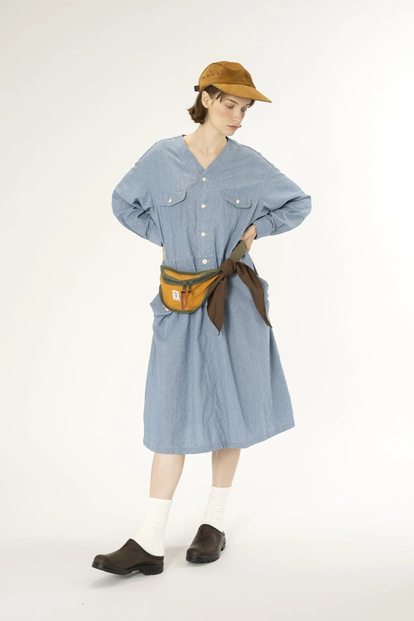  Runaway Dress  Navy Natural Cotton Seersucker