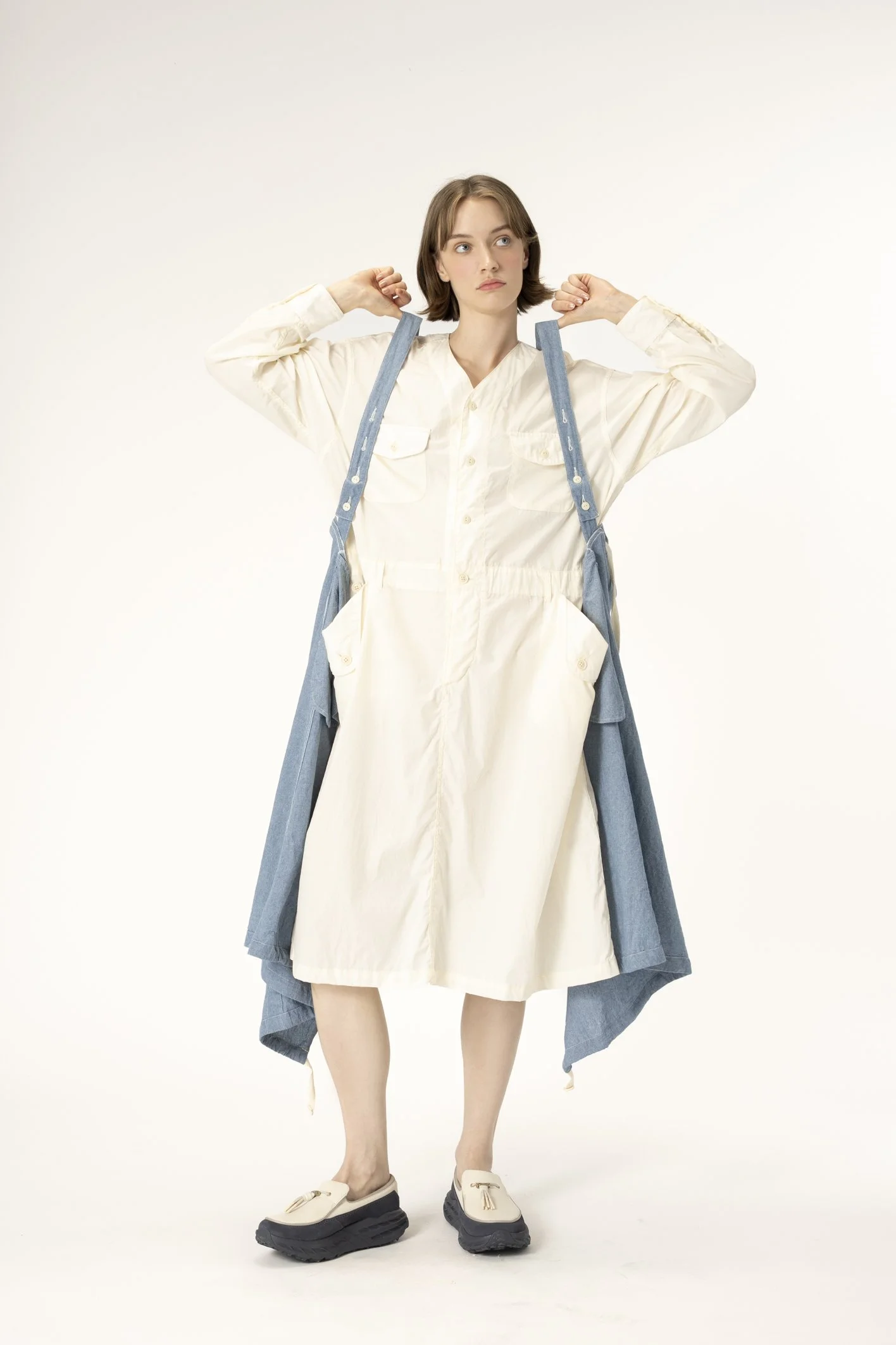  Explorer Dress  Lt. Blue 4.5oz Cotton Chambray  Eveready Dress  Ivory 50's Broadcloth