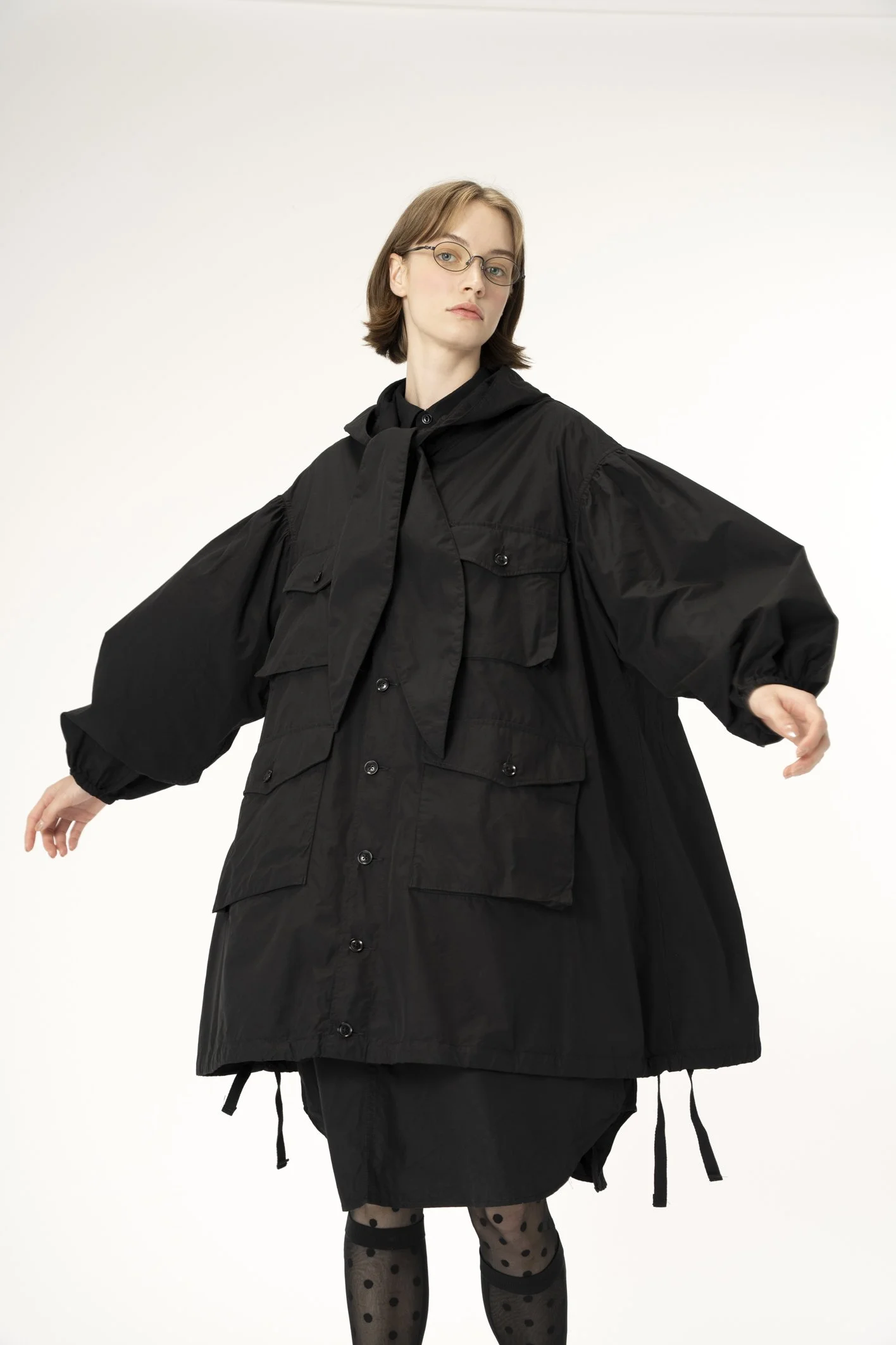  Hooded Field Dress  Black 100's 2Ply Broadcloth  Prepared Dress  Black 100's 2Ply Broadcloth