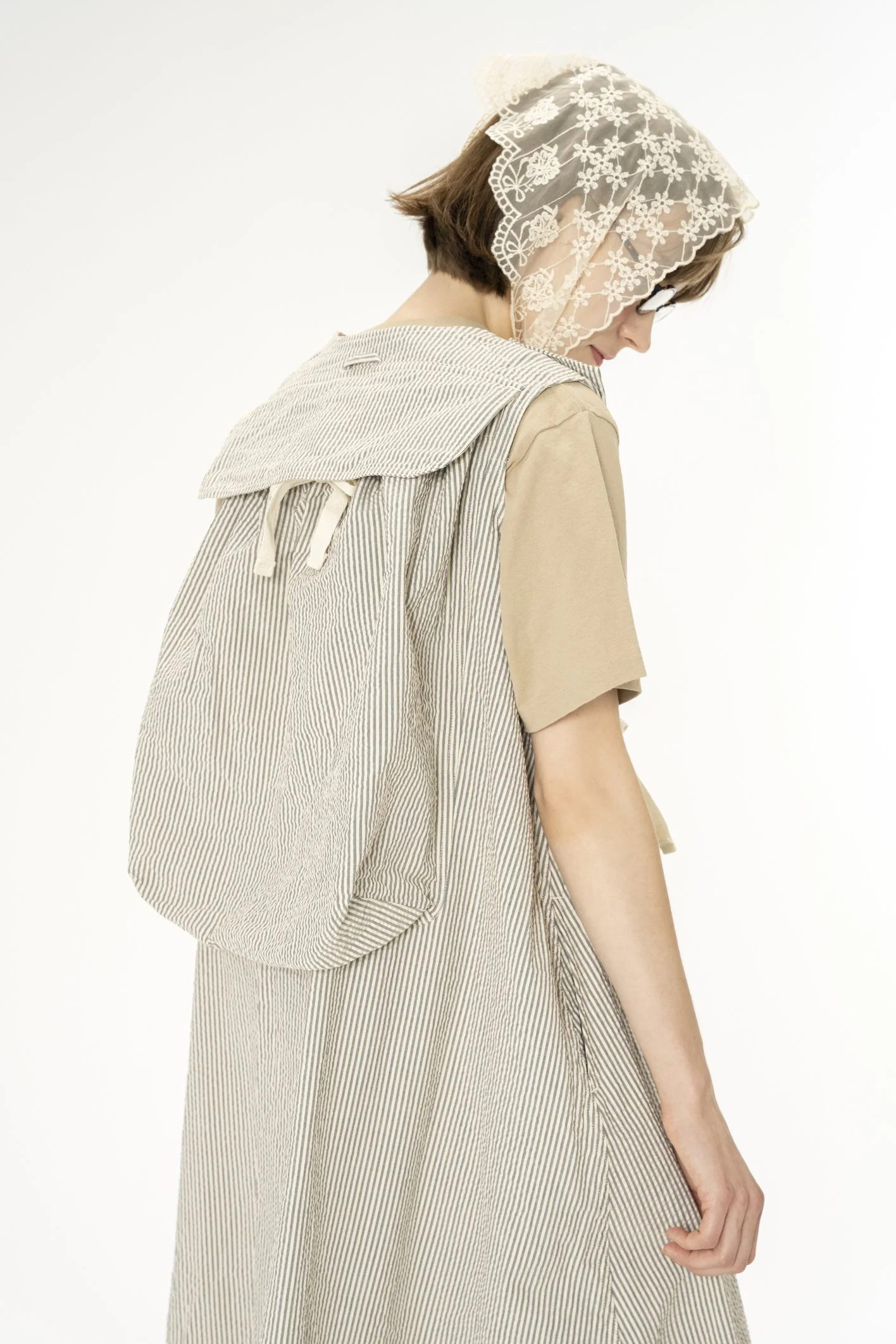  Runaway Dress  Navy Natural Cotton Seersucker