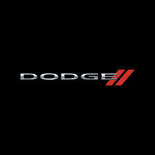 Dodge logo with red stripes on a black background