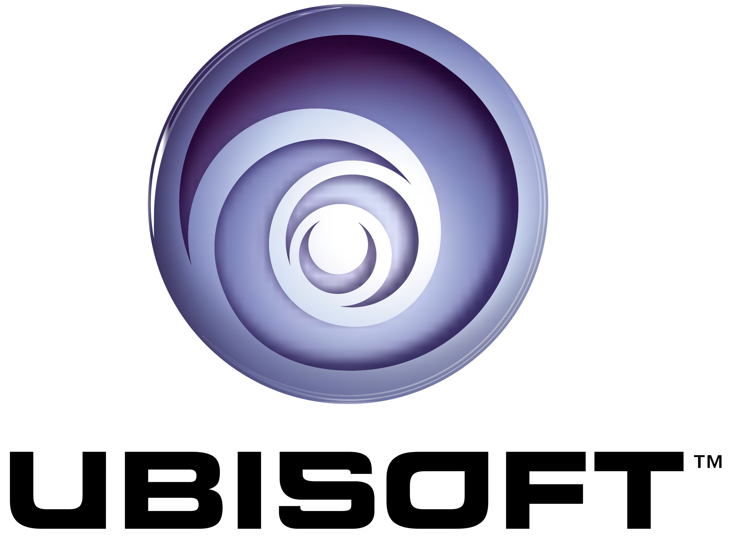 Ubisoft logo, purple spiral design.