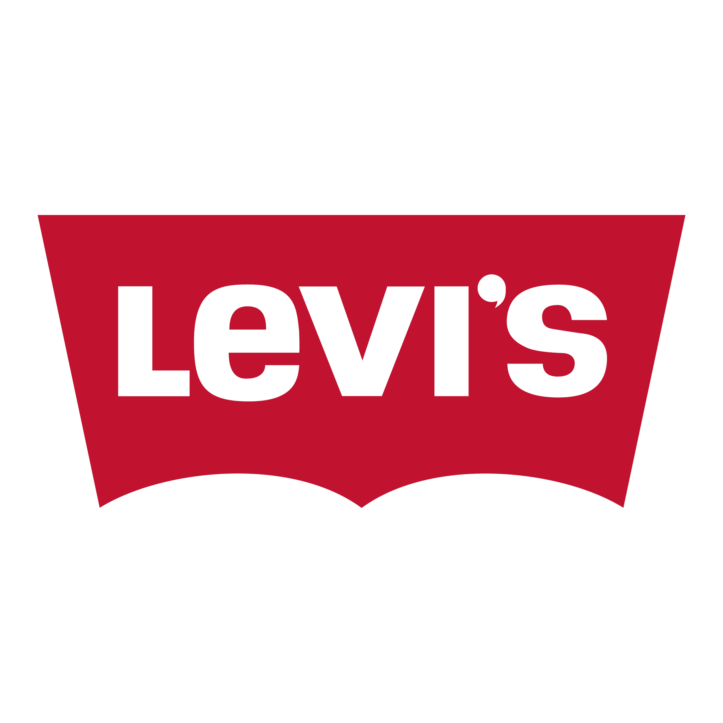 Levi's logo with red batwing design and black text.