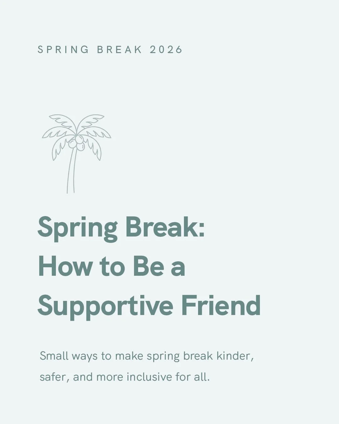 Spring Break is approaching! 🐚🦀🥥 Take the time to make sure your trip includes normalizing breaks, substance safety, and respecting social energy. When everyone feels comfortable&mdash;that&rsquo;s the real vibe! 

#springbreak #autism #inclusives